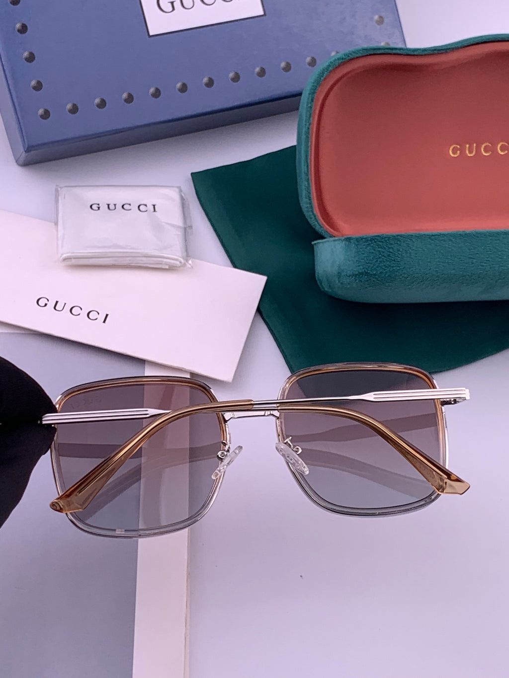 Gucci G0242 Polarized Square Brown Lens Sunglasses for Women - detail image 4