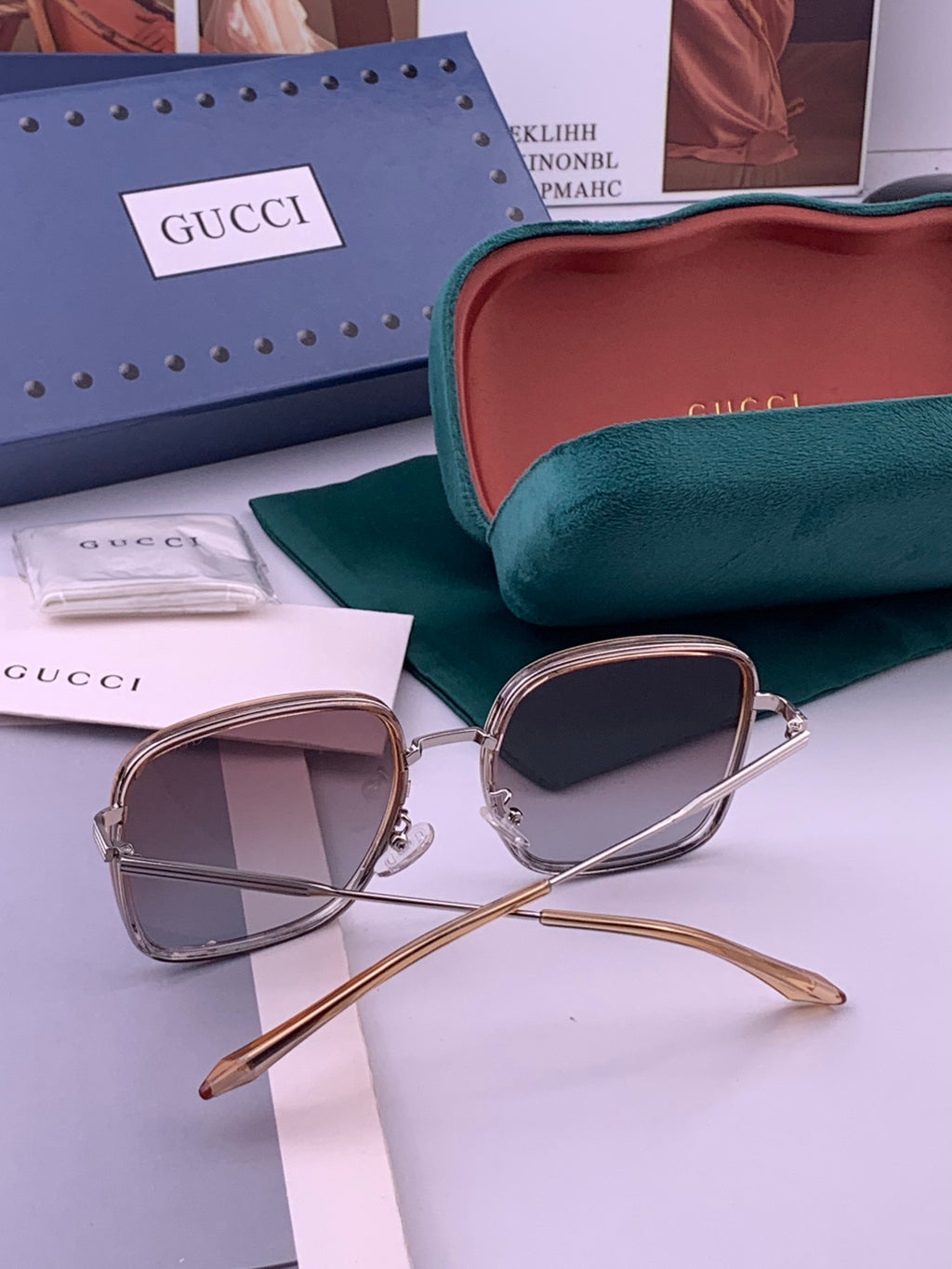 Gucci G0242 Polarized Square Brown Lens Sunglasses for Women - detail image 5