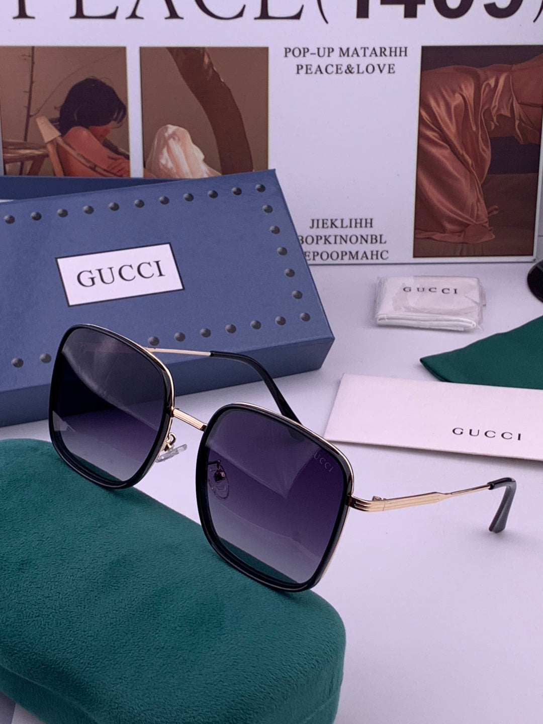 Gucci G0242 Polarized Square Gold Lens Sunglasses for Women - detail image 2