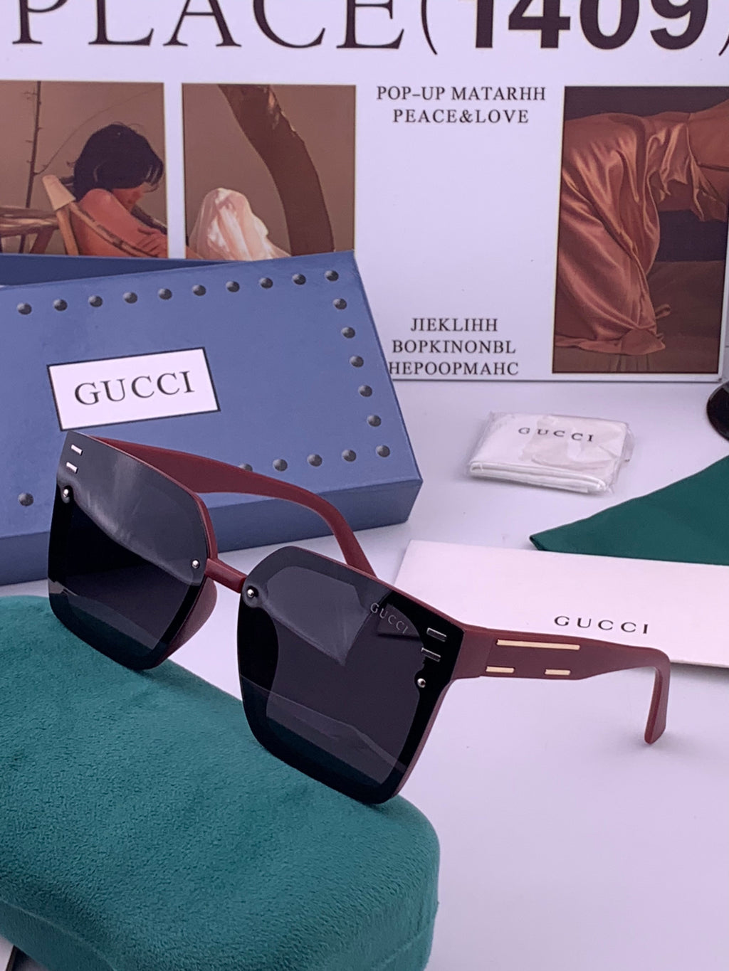 Gucci G7292 Polarized Square Gold Lens Sunglasses for Men & Women - 357791 - detail image 2