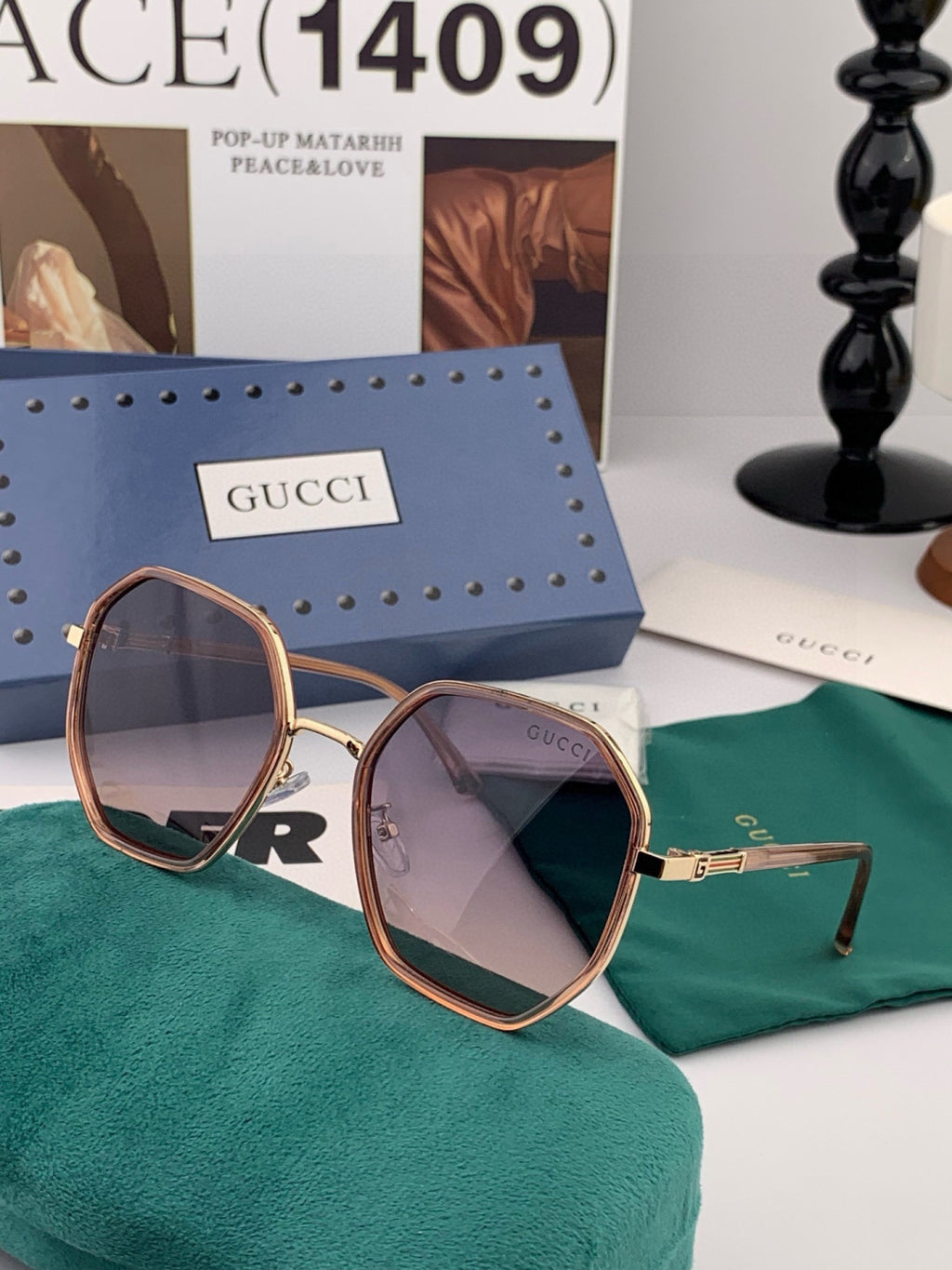 Gucci G6032 Metal Fashion Black Lens Sunglasses for Men & Women - 357797 - detail image 2