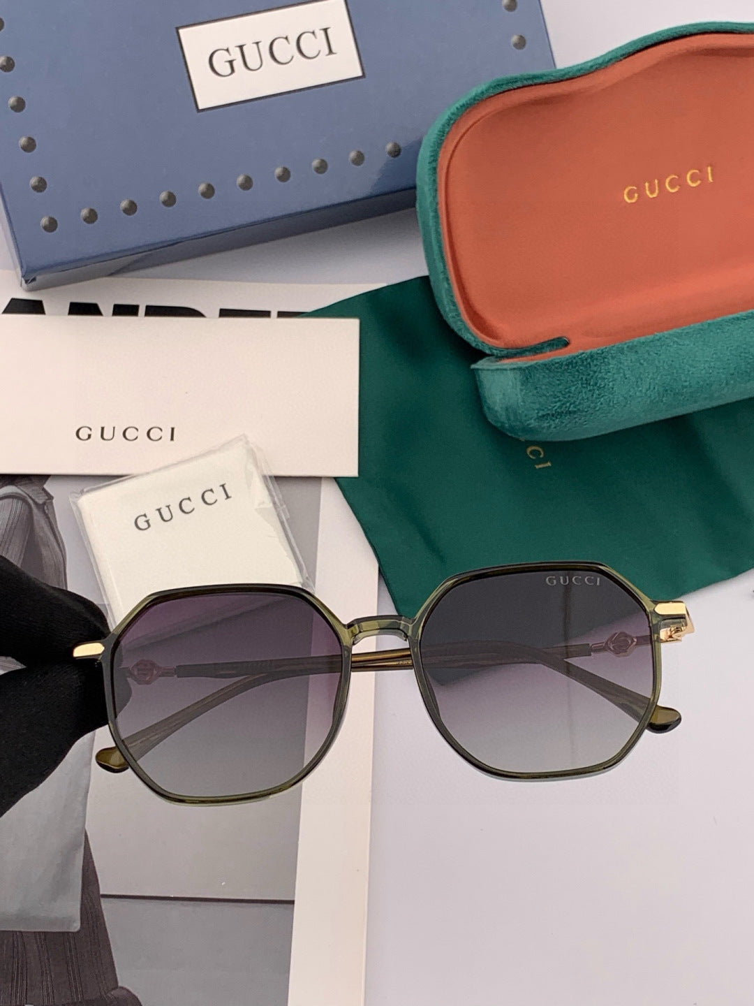 Gucci G1023 Polarized Square Black Lens Sunglasses for Men & Women - detail image 2