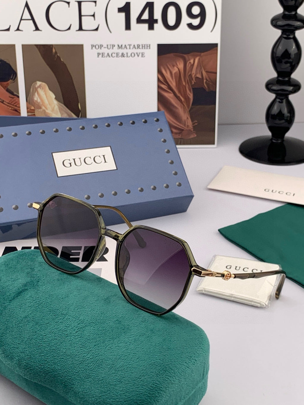Gucci G1023 Polarized Square Black Lens Sunglasses for Men & Women - detail image 4
