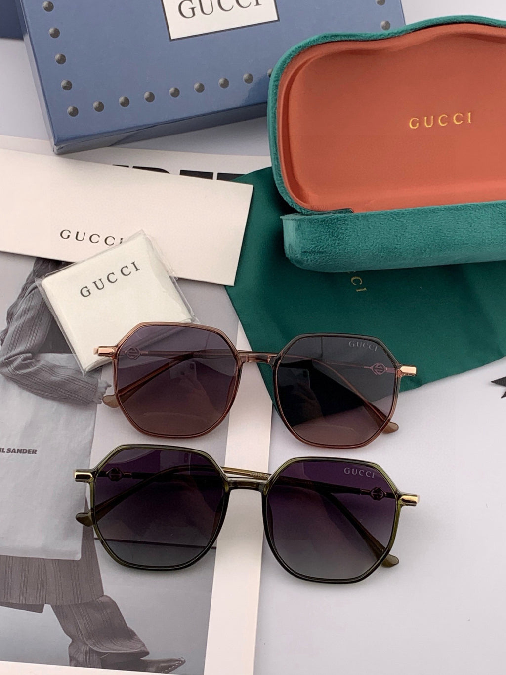Gucci G1023 Polarized Square Black Lens Sunglasses for Men & Women - detail image 7