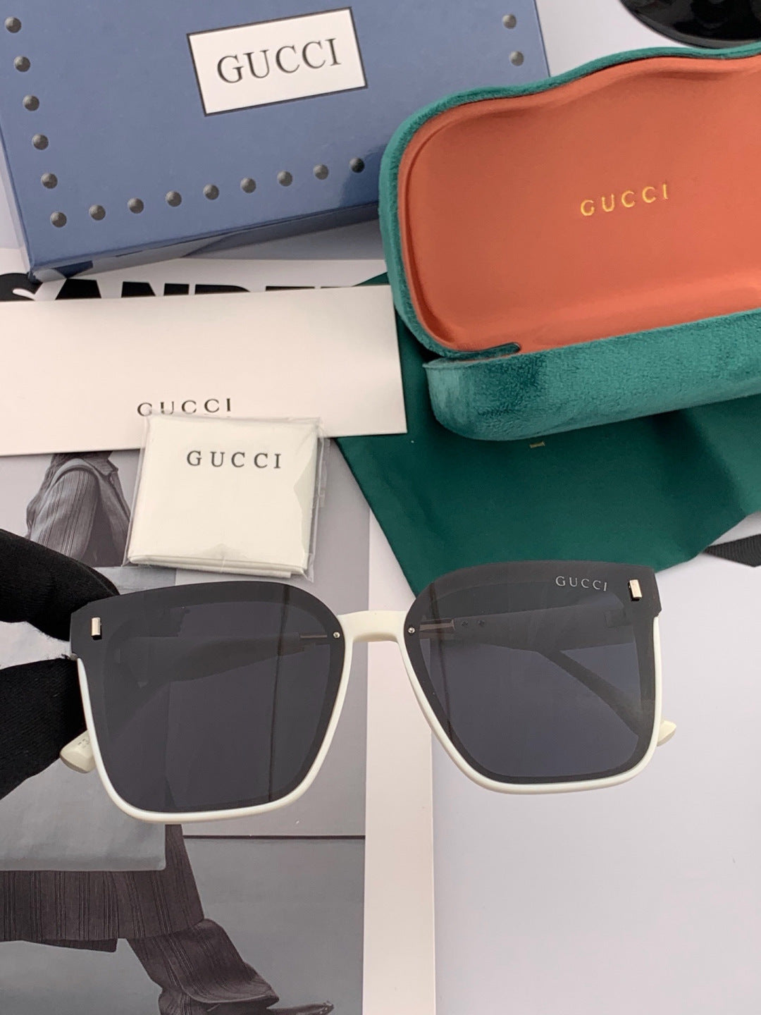 Gucci G3142 Metal Square Black Lens Sunglasses for Men & Women
