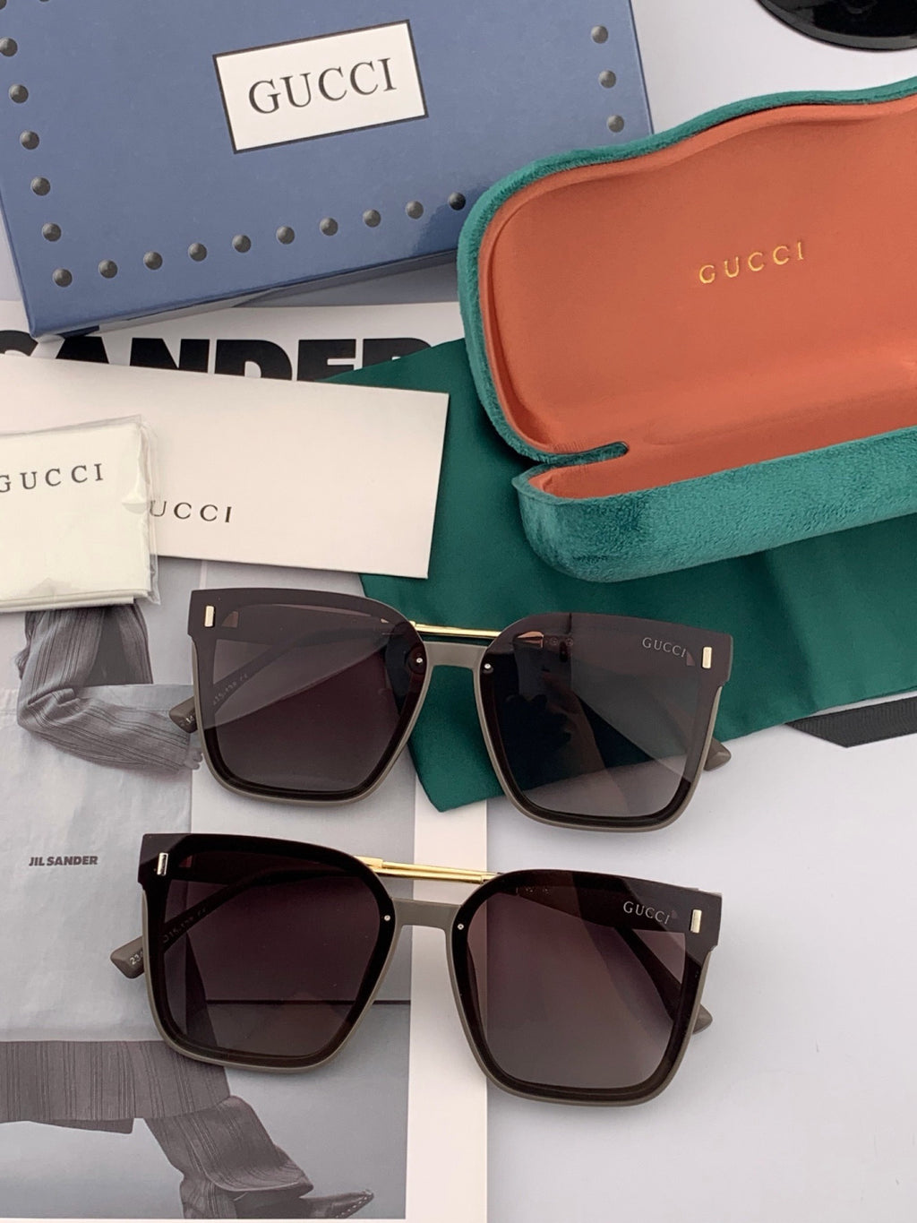 Gucci G3142 Metal Square Black Lens Sunglasses for Men & Women - detail image 7