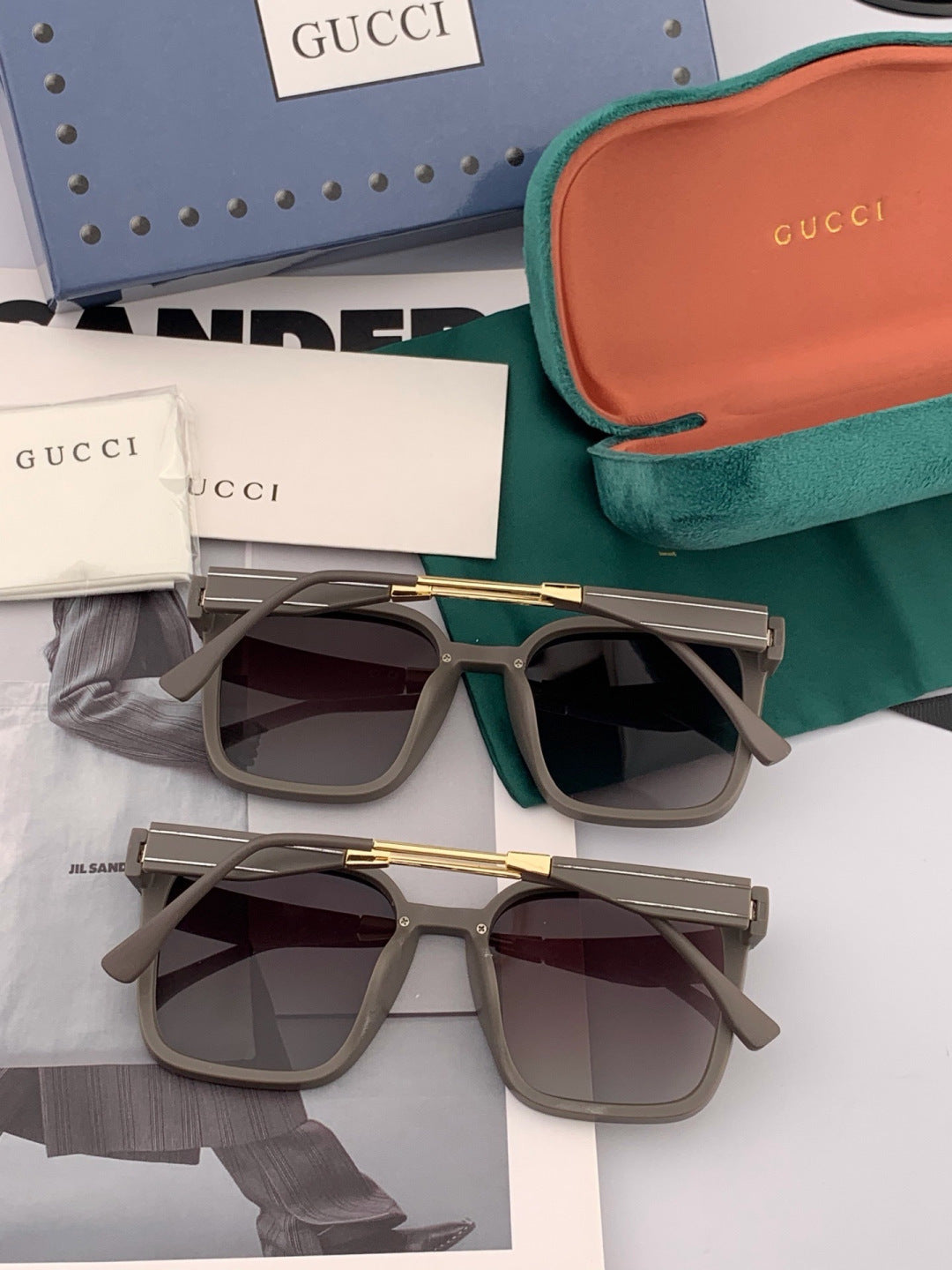 Gucci G3142 Metal Square Black Lens Sunglasses for Men & Women - detail image 6