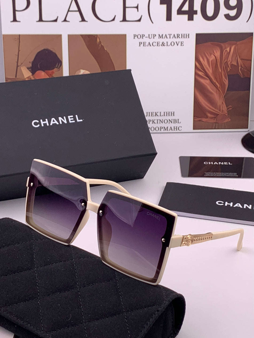 Chanel CH6711 Polarized Square Gold Lens Sunglasses for Women - 371806