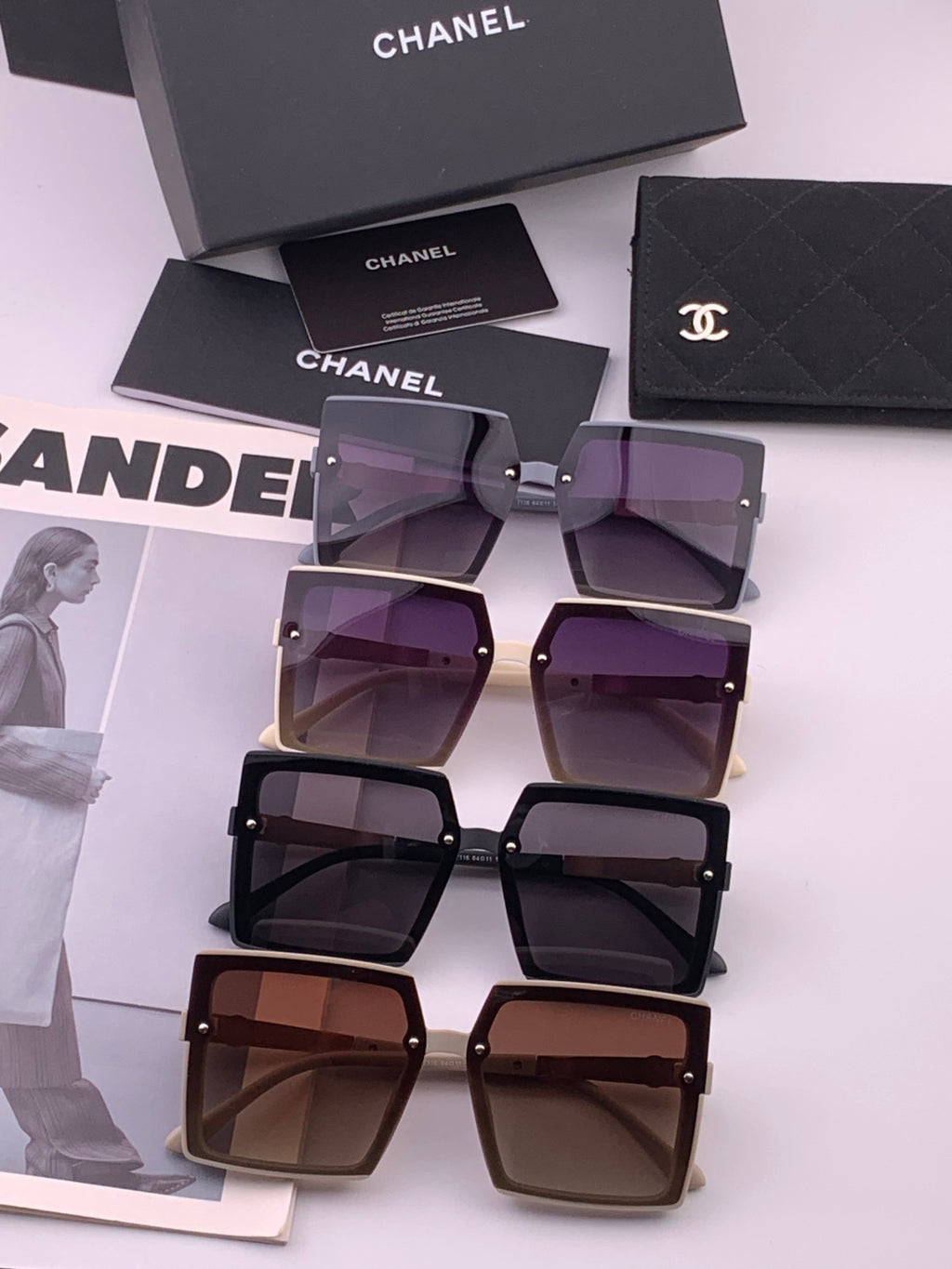 Chanel CH6711 Polarized Square Gold Lens Sunglasses for Women - 371806 - detail image 6