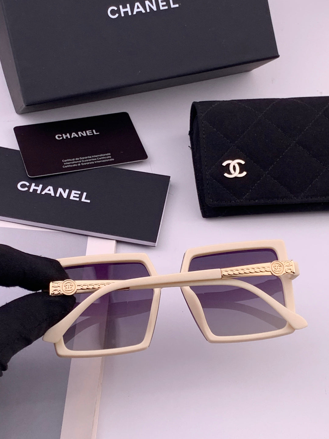 Chanel CH6711 Polarized Square Gold Lens Sunglasses for Women - 371806 - detail image 4
