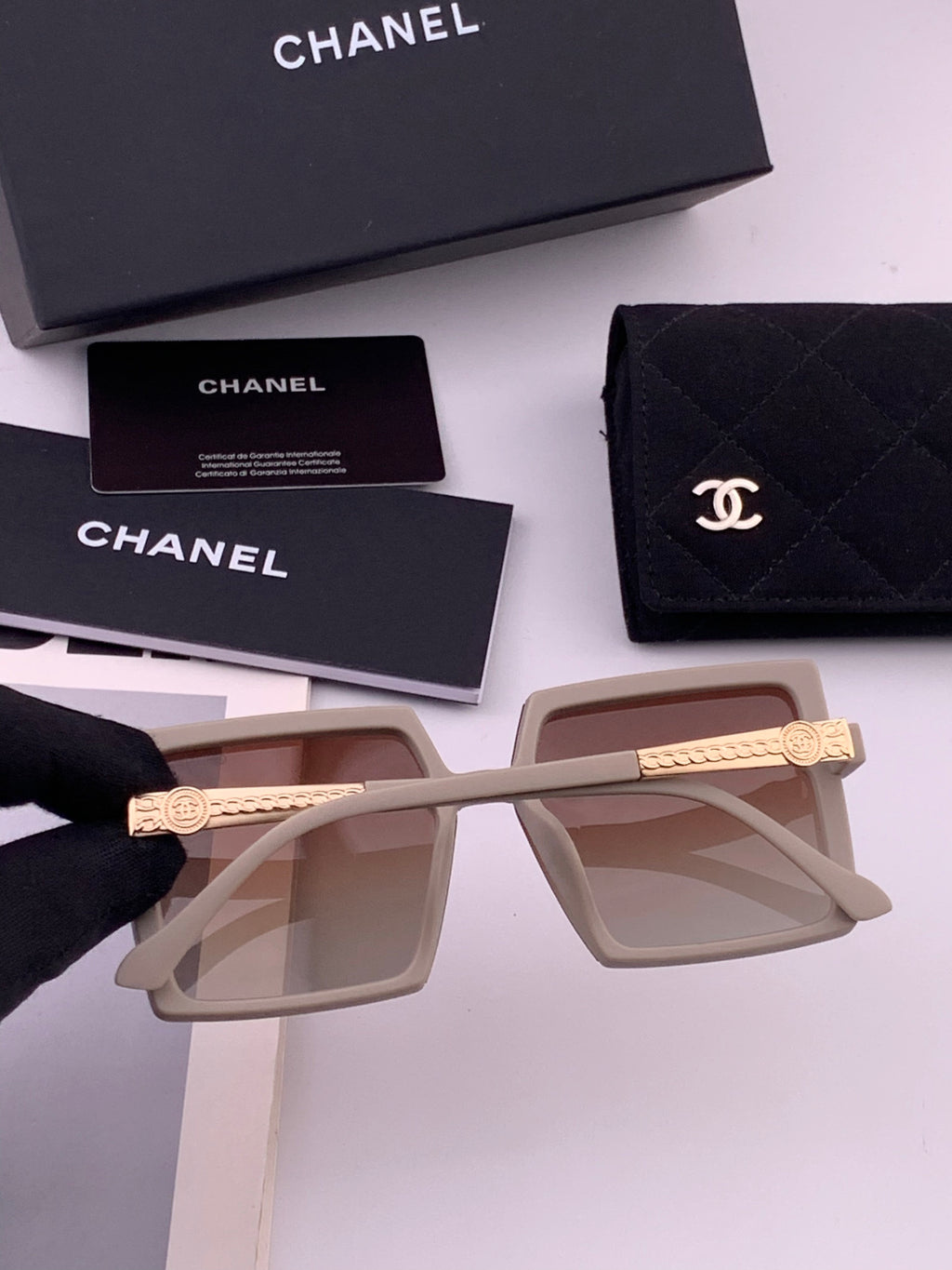 Chanel CH6711 Polarized Square Gold Lens Sunglasses for Women - 371807 - detail image 6