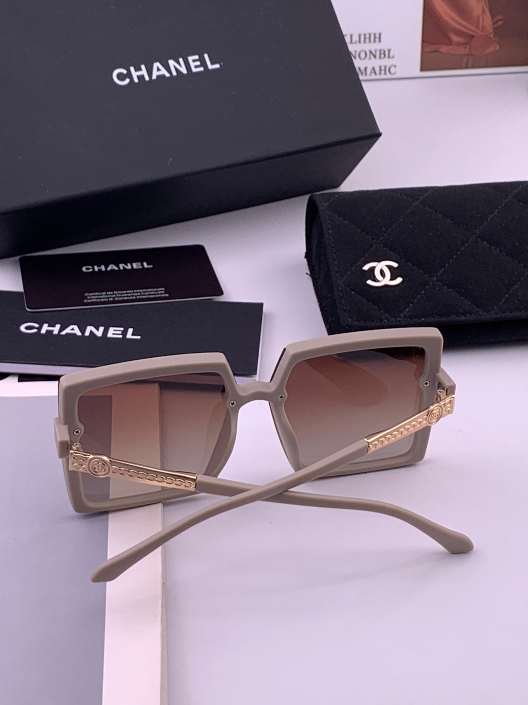 Chanel CH6711 Polarized Square Gold Lens Sunglasses for Women - 371807 - detail image 5