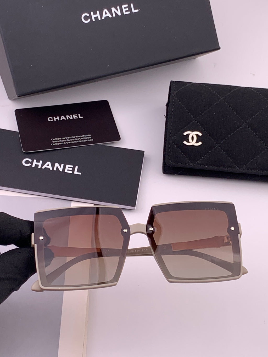 Chanel CH6711 Polarized Square Gold Lens Sunglasses for Women - 371807