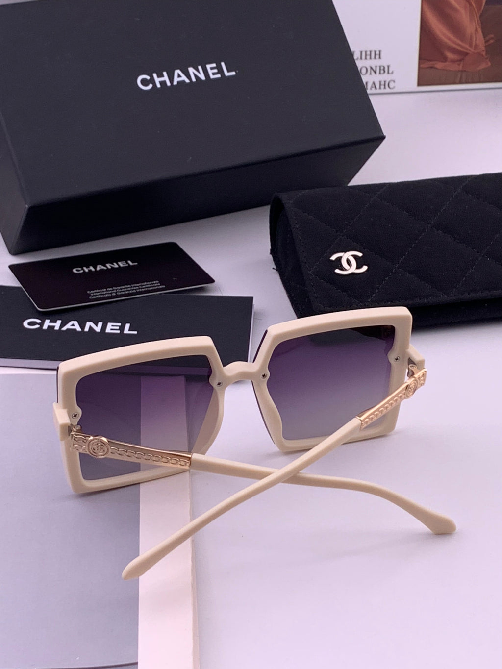 Chanel CH6711 Polarized Square Gold Lens Sunglasses for Women - 371806 - detail image 5