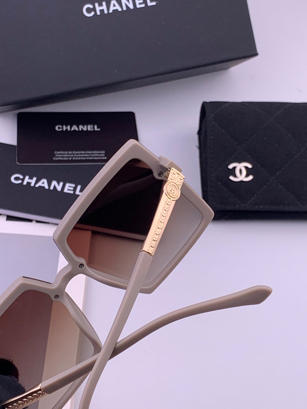 Chanel CH6711 Polarized Square Gold Lens Sunglasses for Women - 371807 - detail image 4