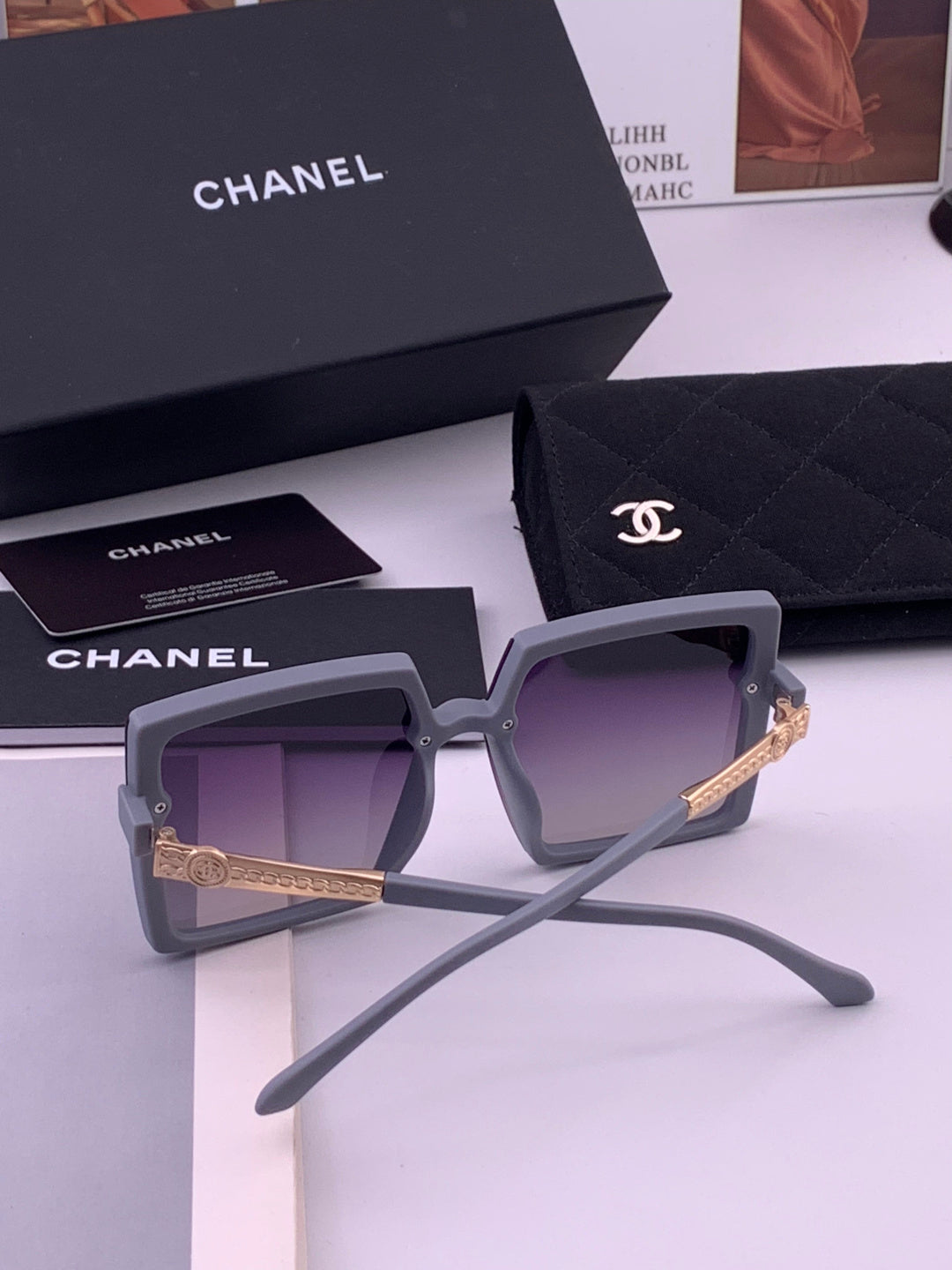 Chanel CH6711 Polarized Square Gold Lens Sunglasses for Women - 371808 - detail image 6