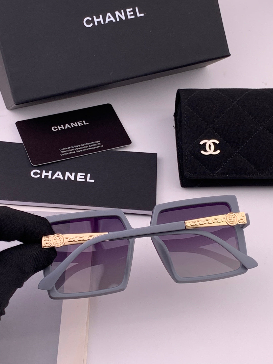 Chanel CH6711 Polarized Square Gold Lens Sunglasses for Women - 371808 - detail image 5