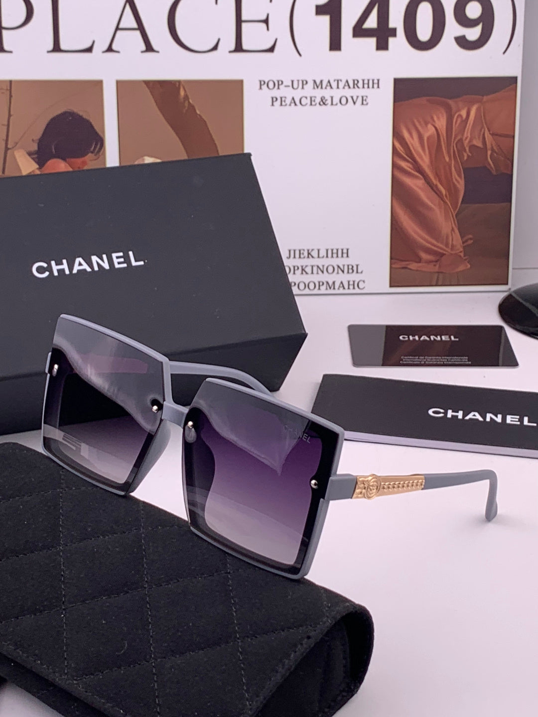 Chanel CH6711 Polarized Square Gold Lens Sunglasses for Women - 371808 - detail image 2