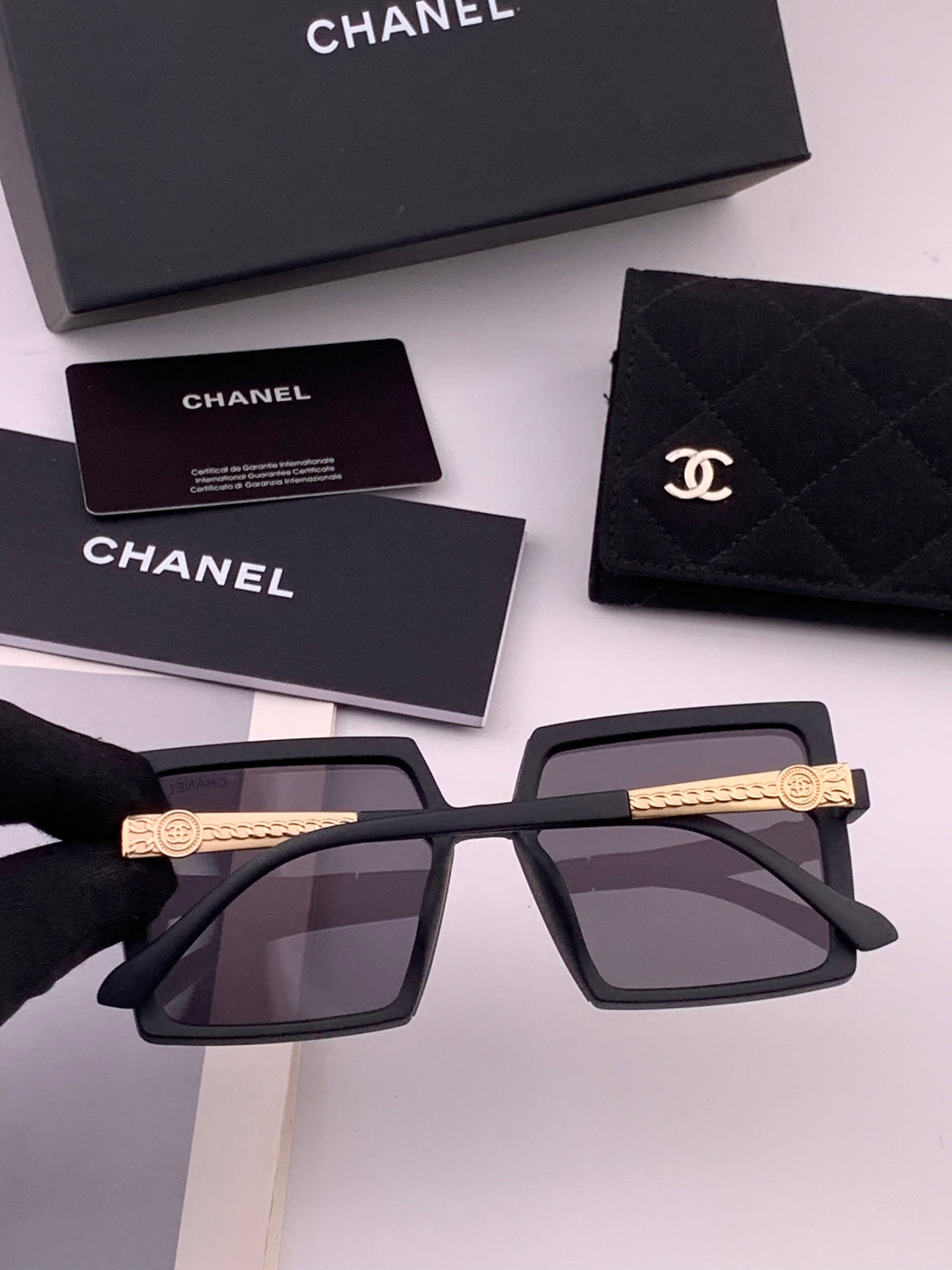 Chanel CH6711 Polarized Square Gold Lens Sunglasses for Women - 371809 - detail image 5