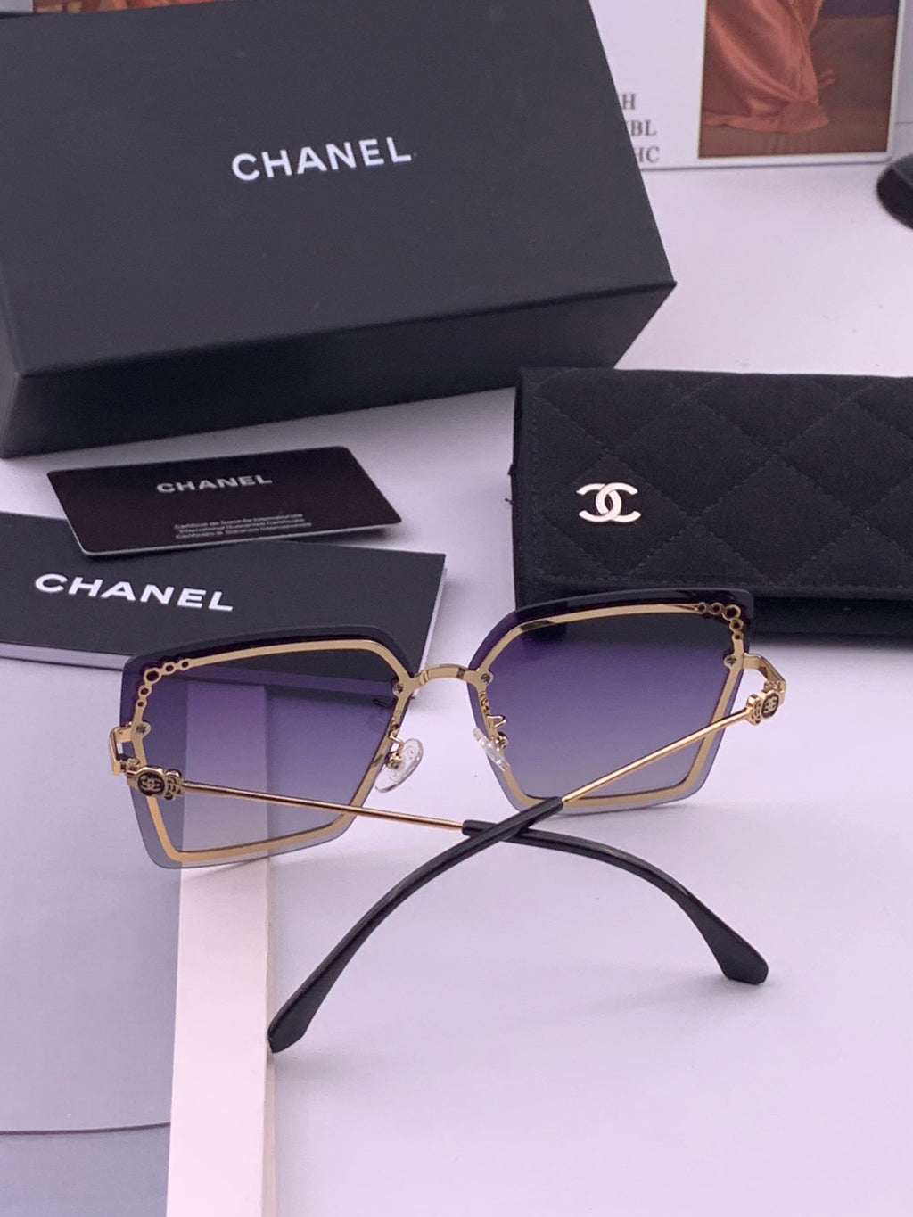 Chanel CH8791 Lightweight Rimless Gold Lens Sunglasses for Women - 371810 - detail image 7