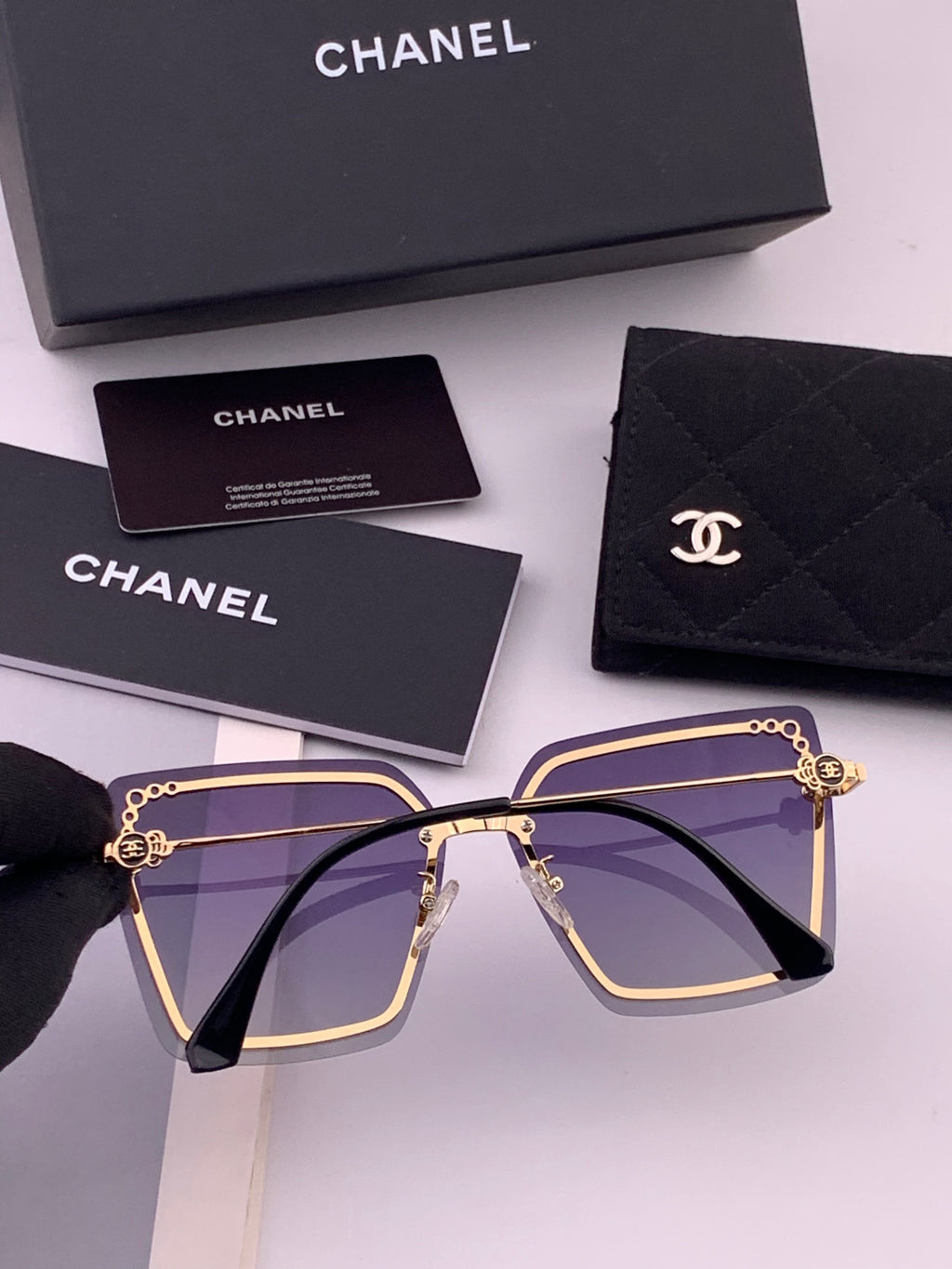 Chanel CH8791 Lightweight Rimless Gold Lens Sunglasses for Women - 371810 - detail image 6