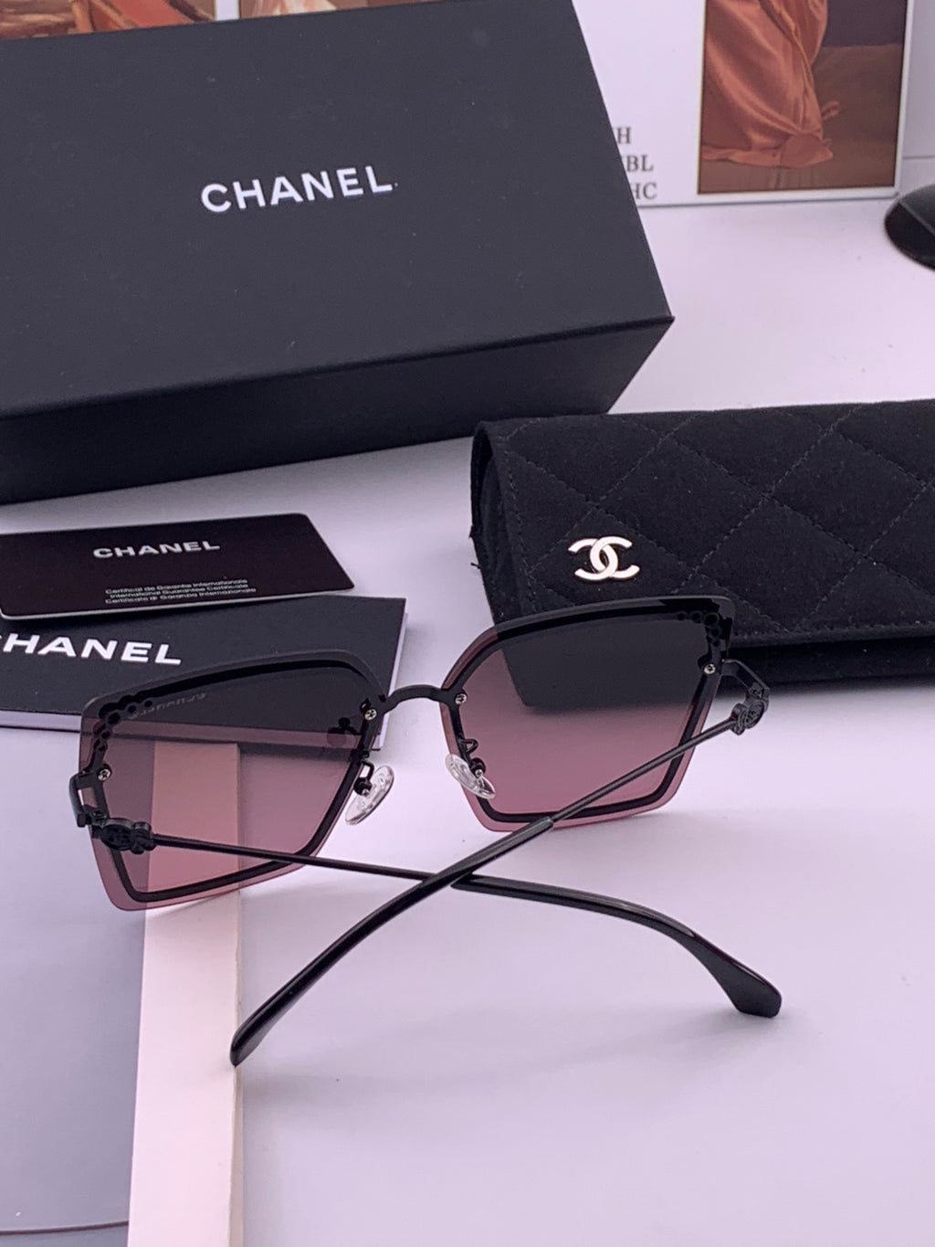 Chanel CH8791 Lightweight Rimless Gold Lens Sunglasses for Women - 371811 - detail image 7