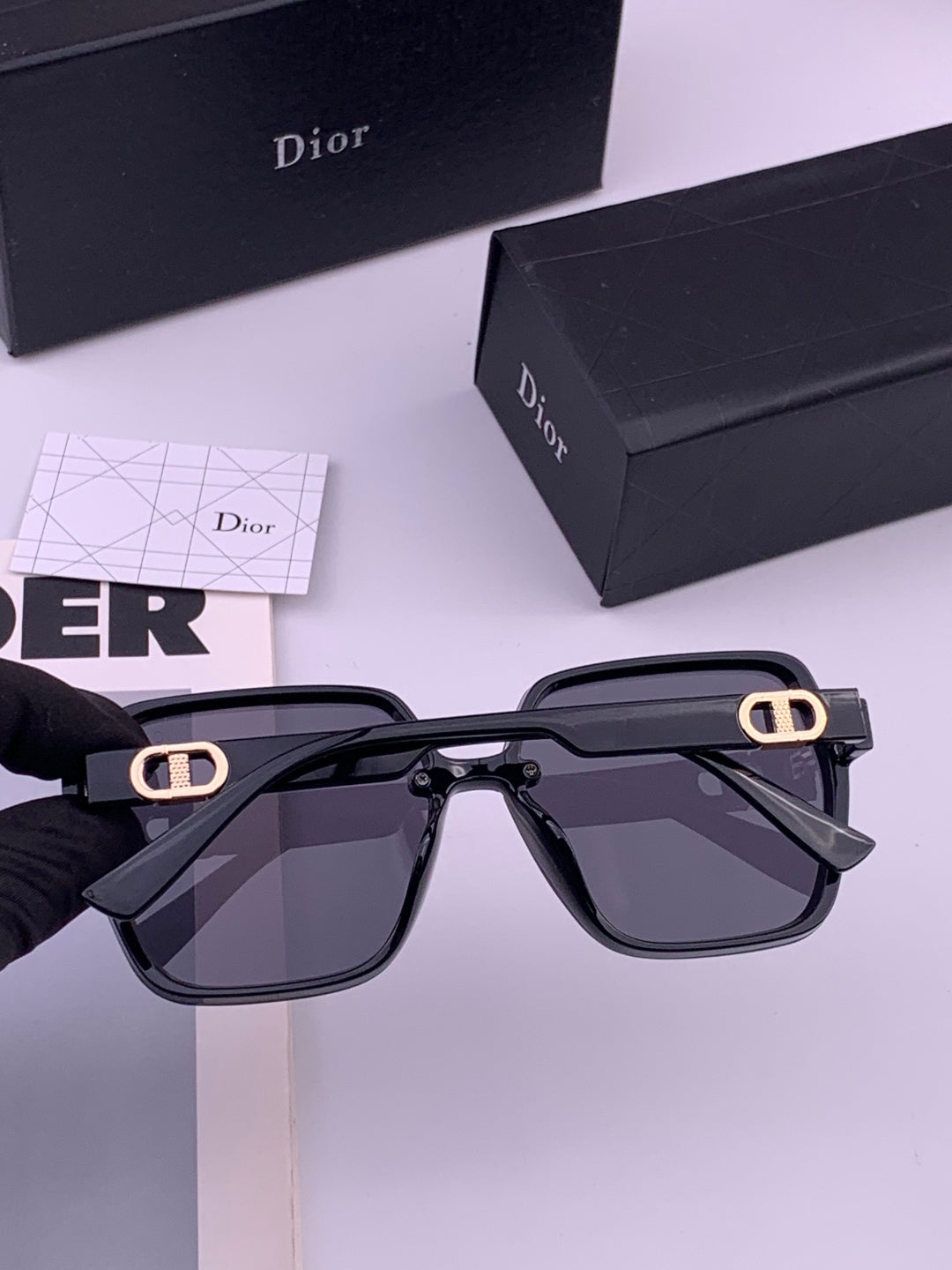Dior D6303 Polarized Square Black Lens Sunglasses for Men & Women - detail image 4