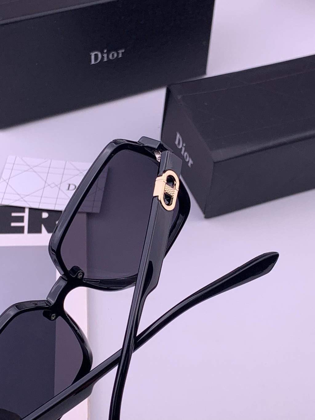 Dior D6303 Polarized Square Black Lens Sunglasses for Men & Women - detail image 3