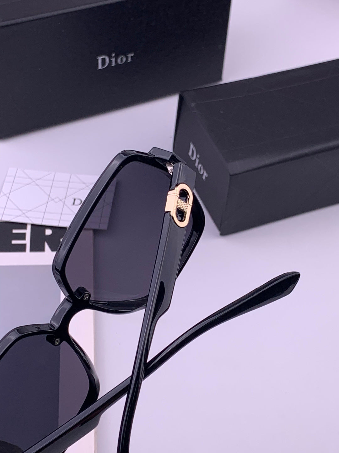 Dior D6303 Polarized Square Black Lens Sunglasses for Men & Women - detail image 3