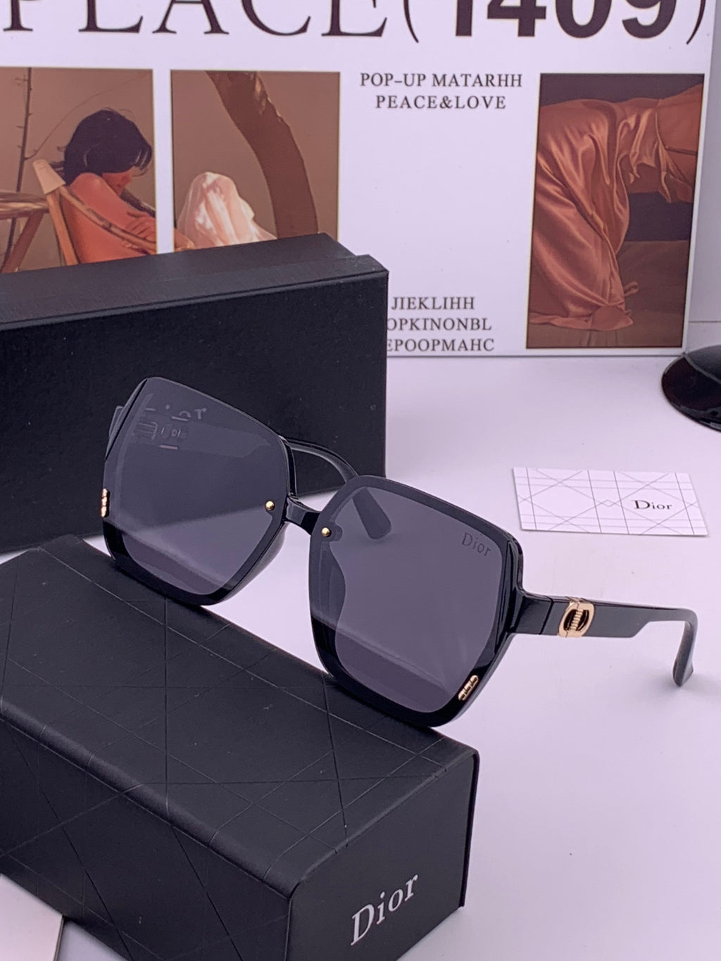 Dior D6303 Polarized Square Black Lens Sunglasses for Men & Women