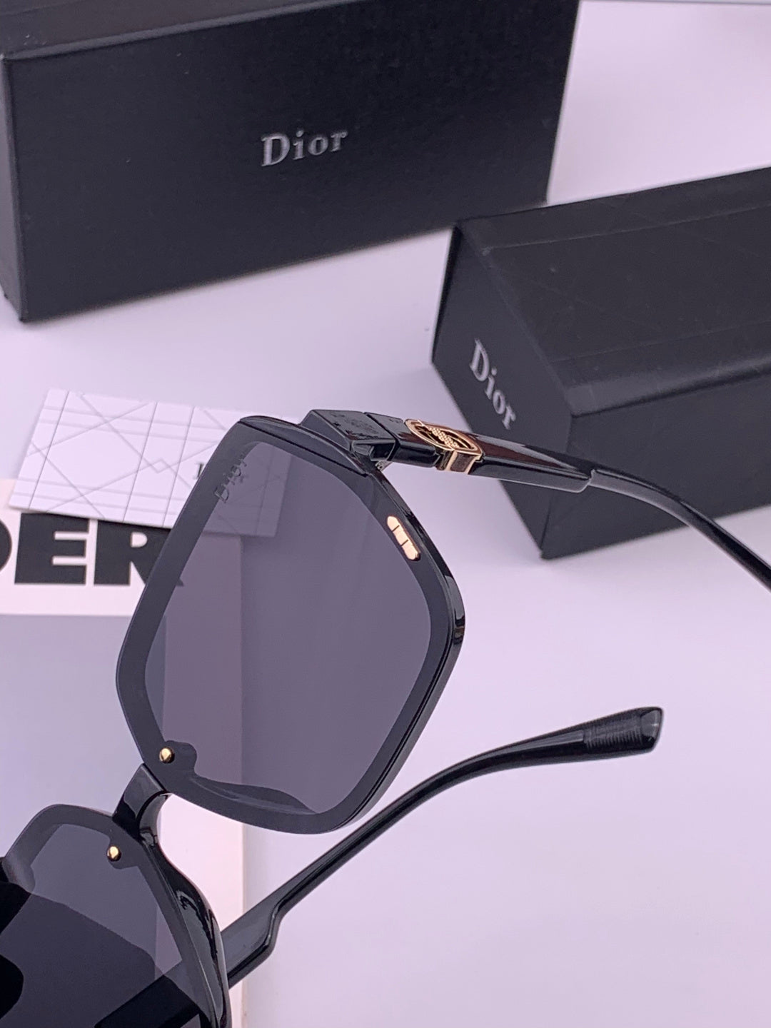 Dior D6303 Polarized Square Black Lens Sunglasses for Men & Women - detail image 2