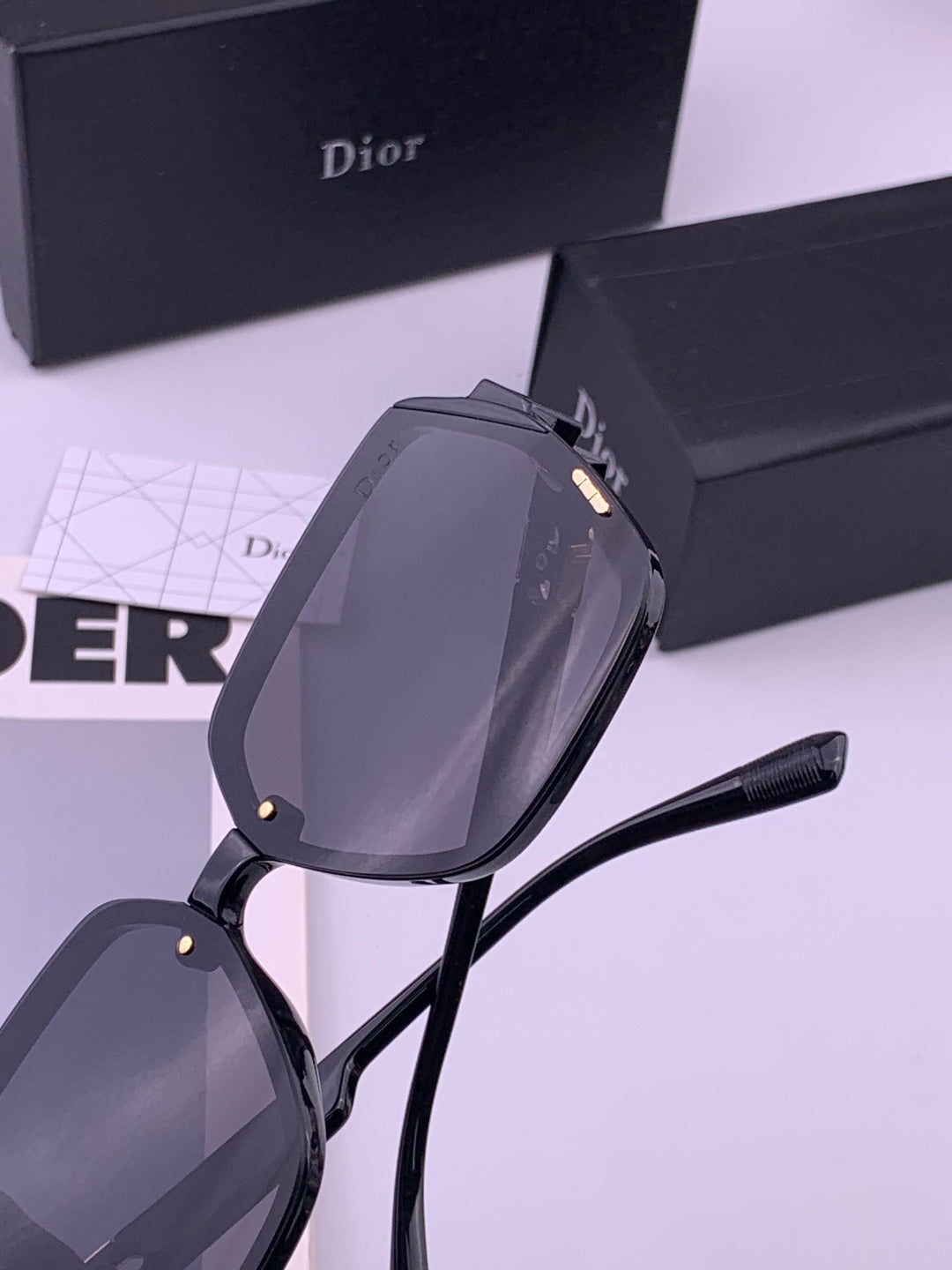 Dior D6303 Polarized Square Black Lens Sunglasses for Men & Women - detail image 5