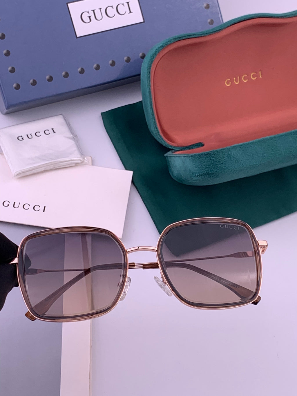 Gucci G5359 Metal Fashion Brown Lens Sunglasses for Men & Women - 371610