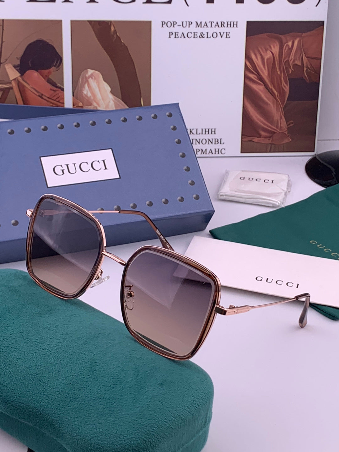 Gucci G5359 Metal Fashion Brown Lens Sunglasses for Men & Women - 371610 - detail image 2