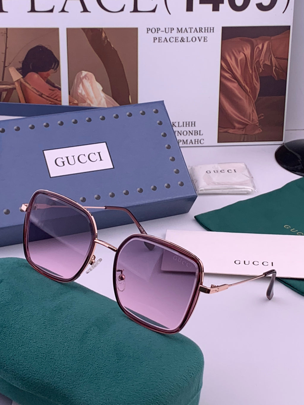 Gucci G5359 Metal Fashion Brown Lens Sunglasses for Men & Women - detail image 2
