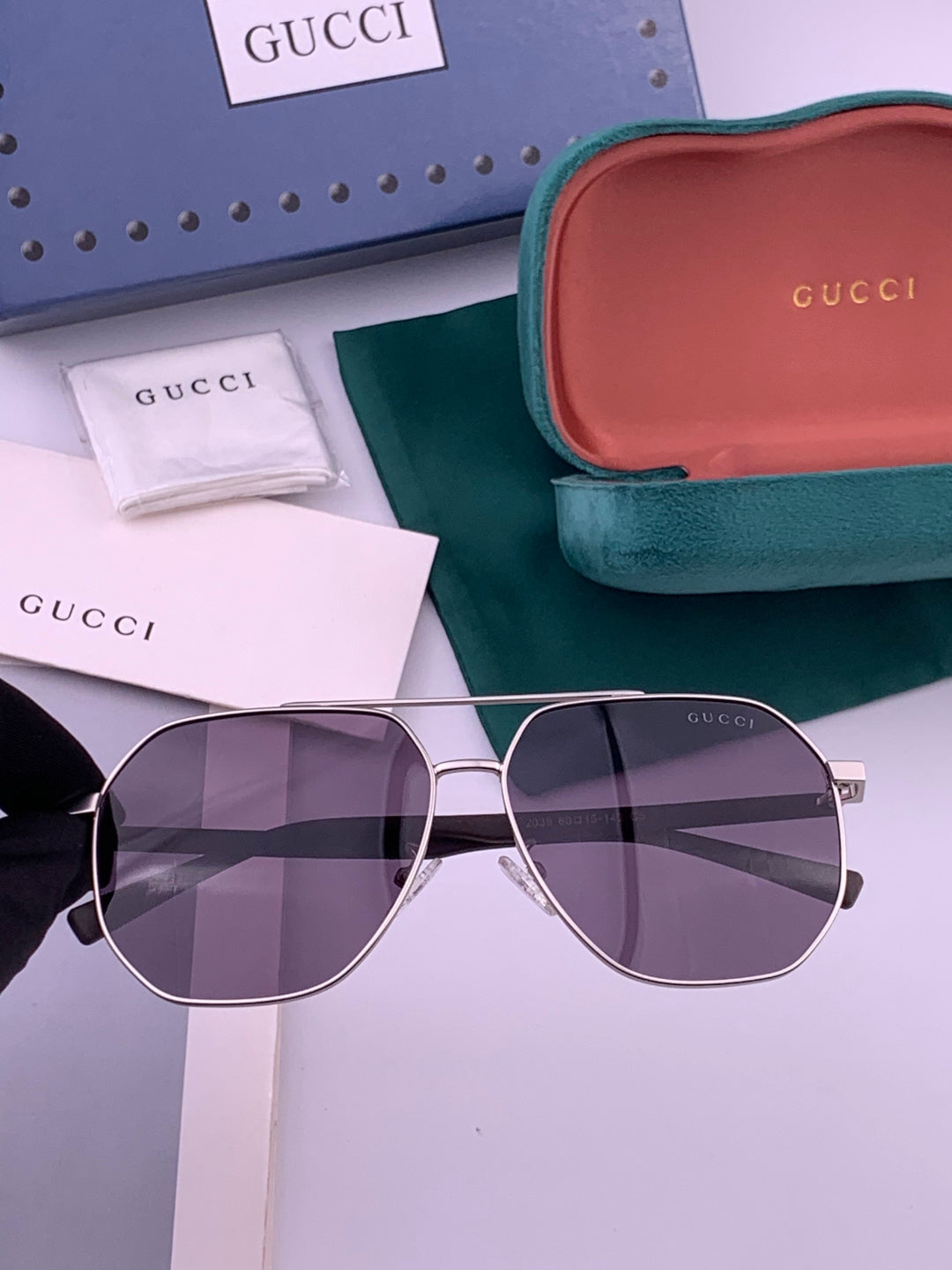 Gucci G9203 Polarized Aviator Gold Lens Sunglasses for Men & Women