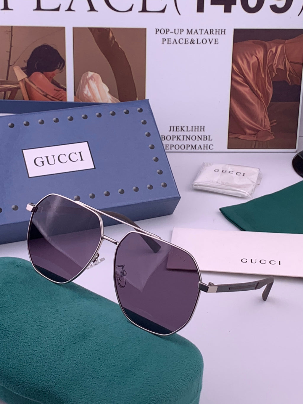 Gucci G9203 Polarized Aviator Gold Lens Sunglasses for Men & Women - detail image 2
