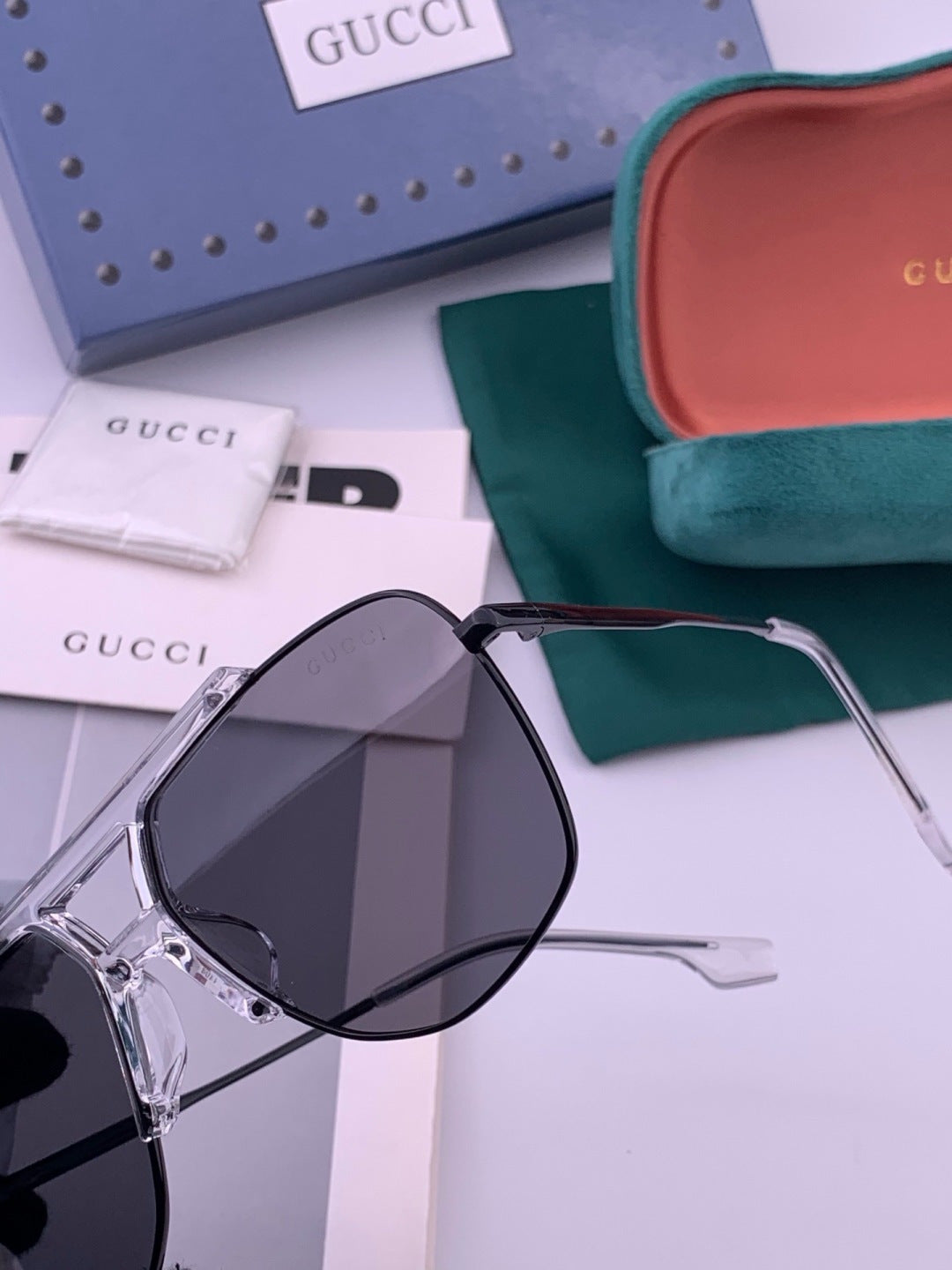 Gucci G9314 Polarized Square Black Lens Sunglasses for Women - detail image 3