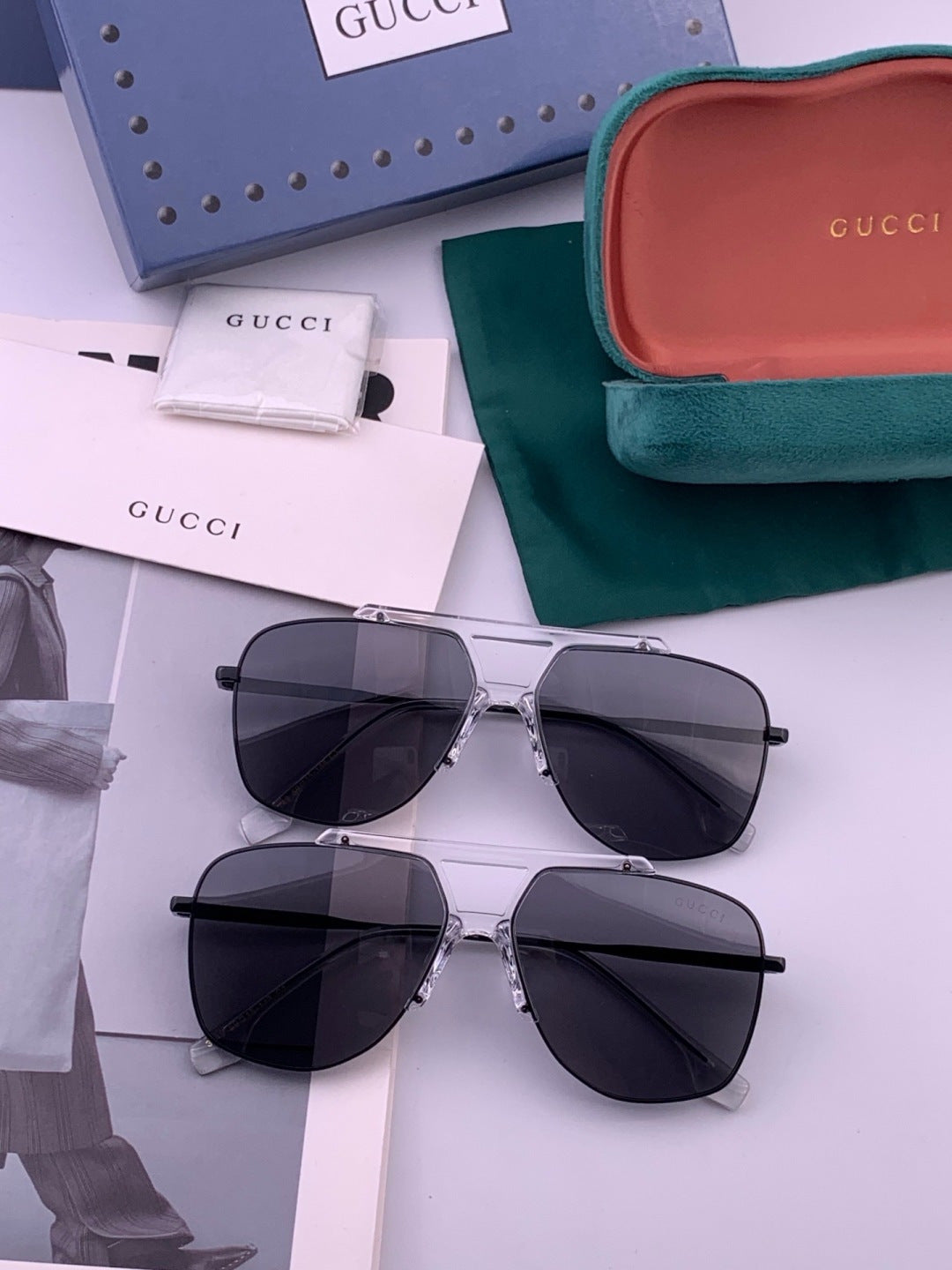 Gucci G9314 Polarized Square Black Lens Sunglasses for Women - detail image 7