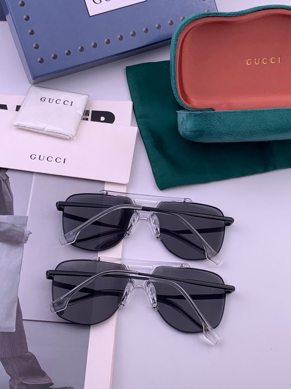 Gucci G9314 Polarized Square Black Lens Sunglasses for Women - detail image 6