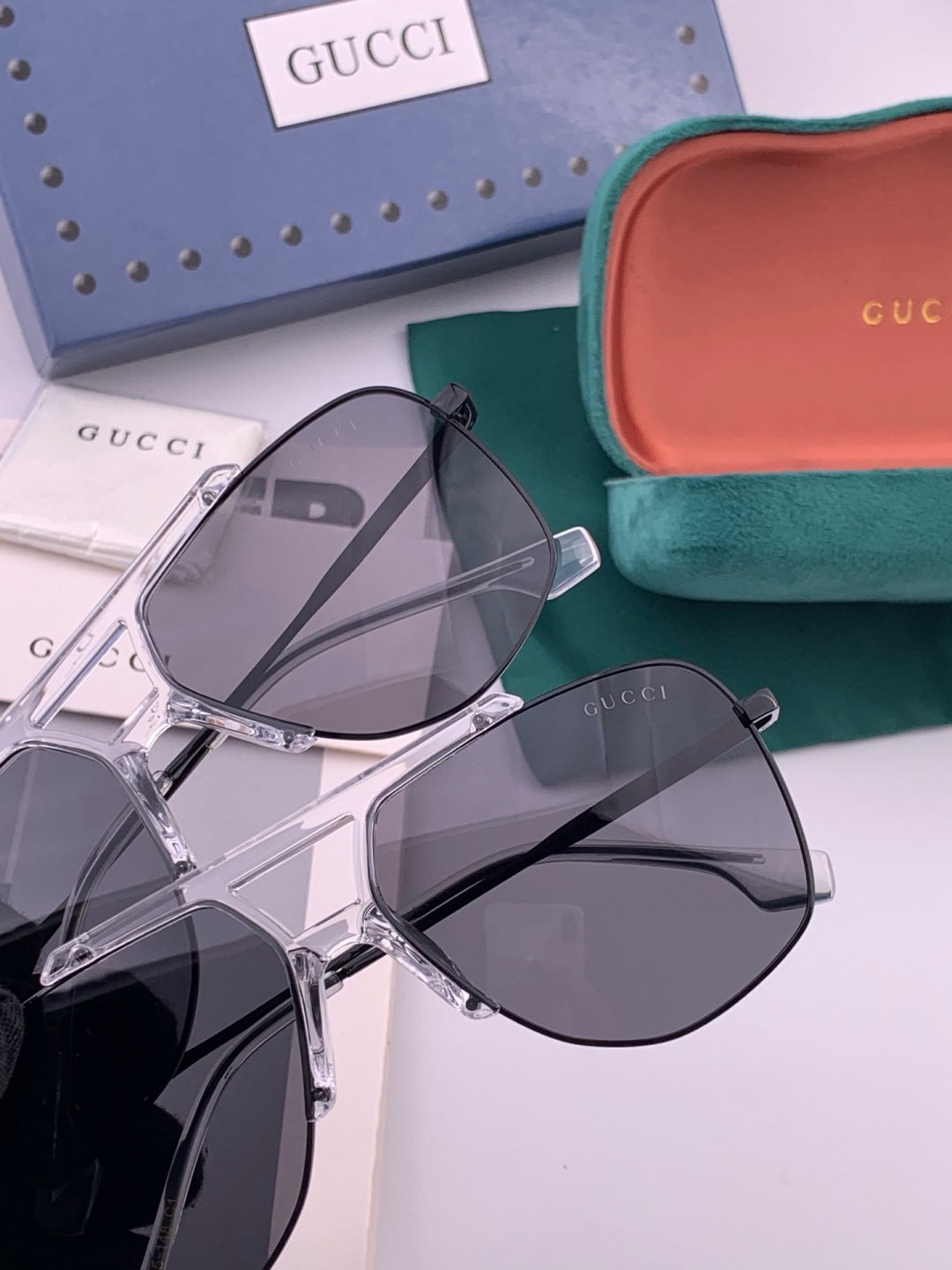 Gucci G9314 Polarized Square Black Lens Sunglasses for Women - detail image 5