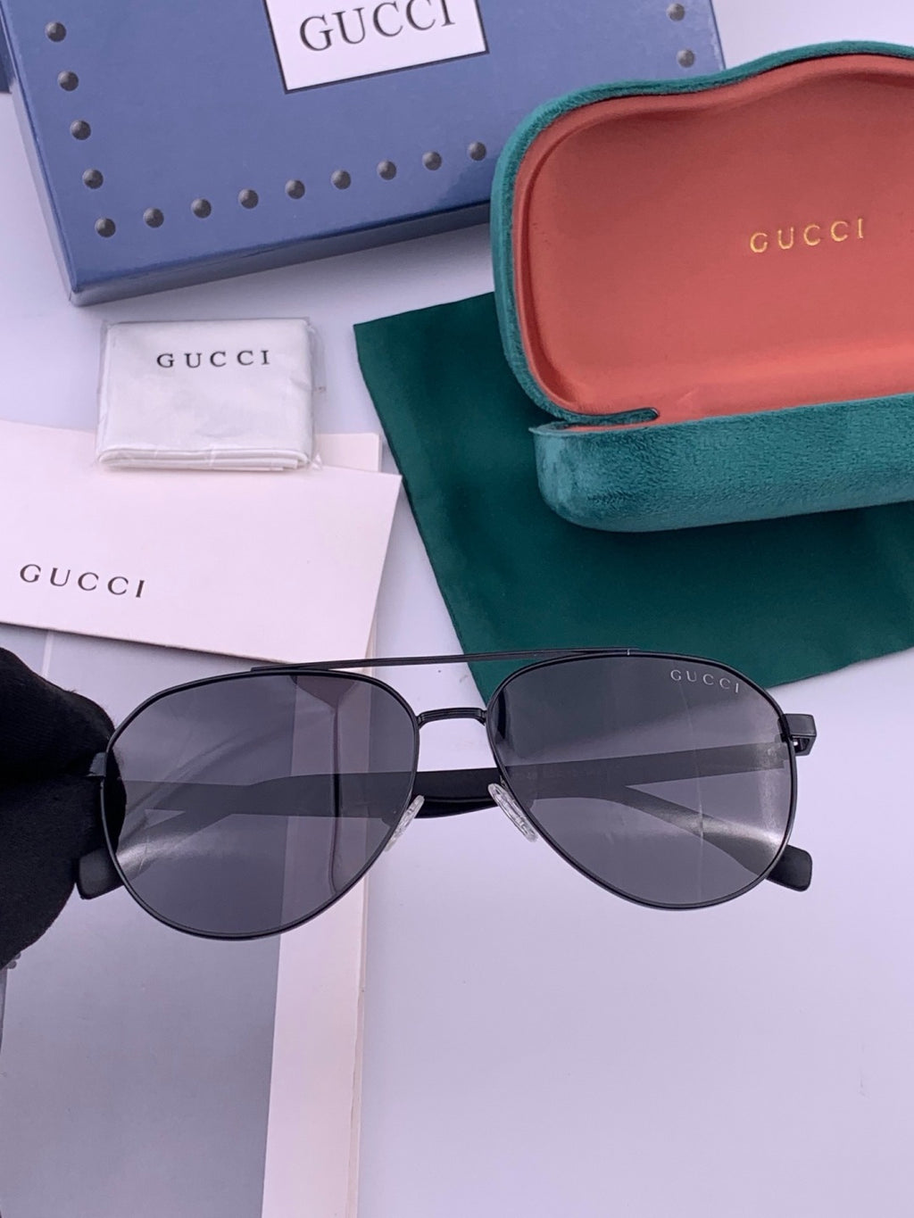 Gucci G8204 Polarized Aviator Gold Lens Sunglasses for Men & Women