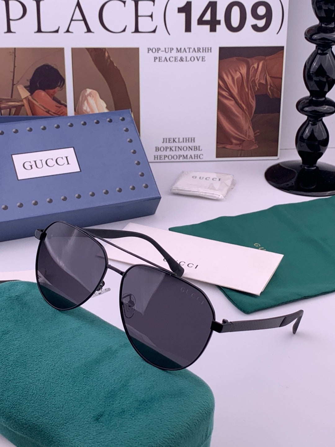 Gucci G8204 Polarized Aviator Gold Lens Sunglasses for Men & Women - detail image 2