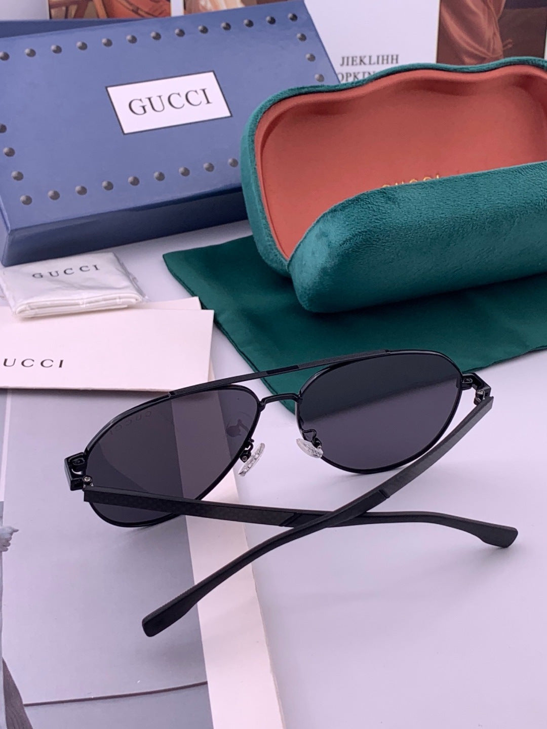 Gucci G8204 Polarized Aviator Gold Lens Sunglasses for Men & Women - detail image 6