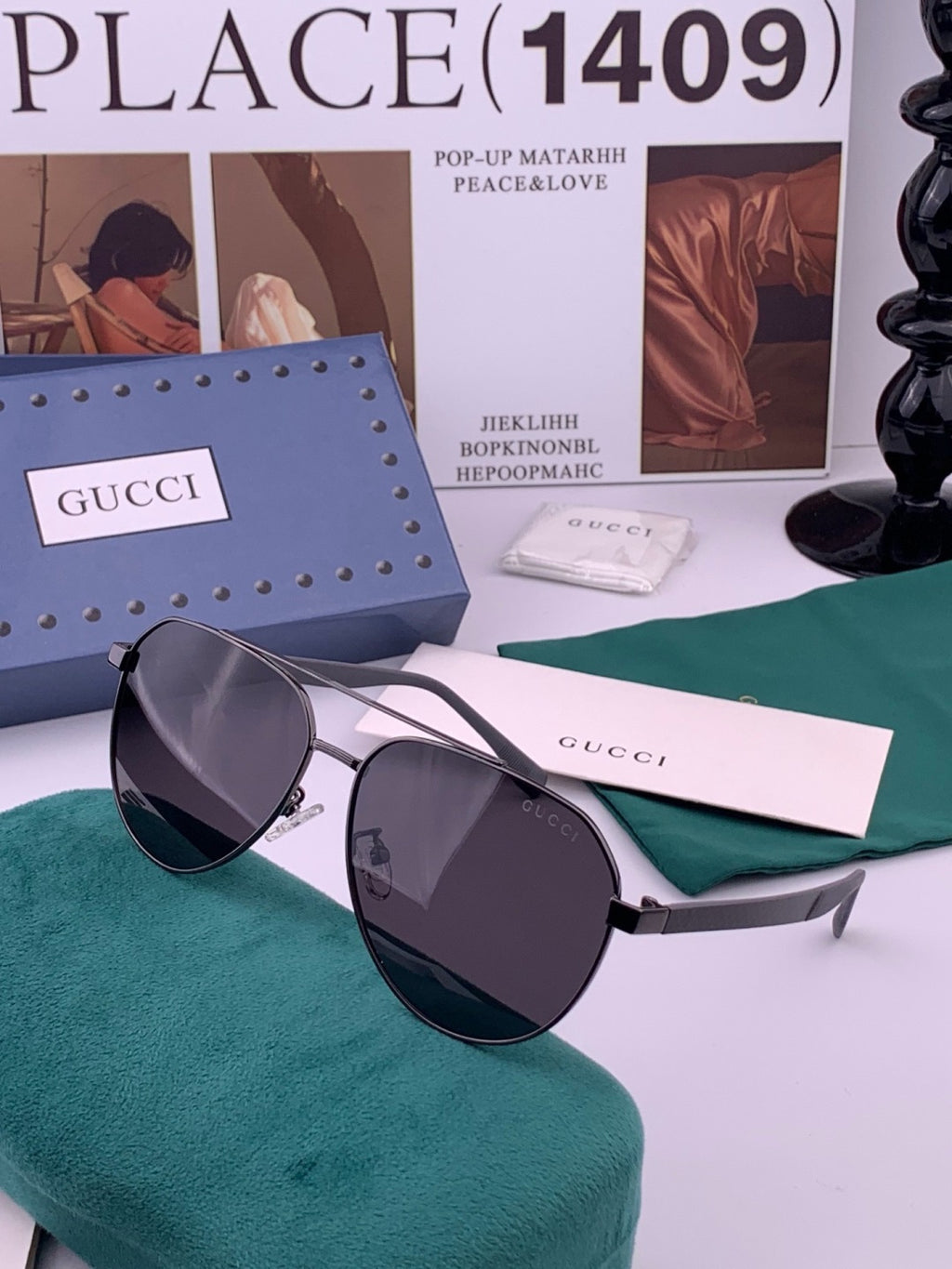 Gucci G8204 Polarized Aviator Black Lens Sunglasses for Men & Women - detail image 2