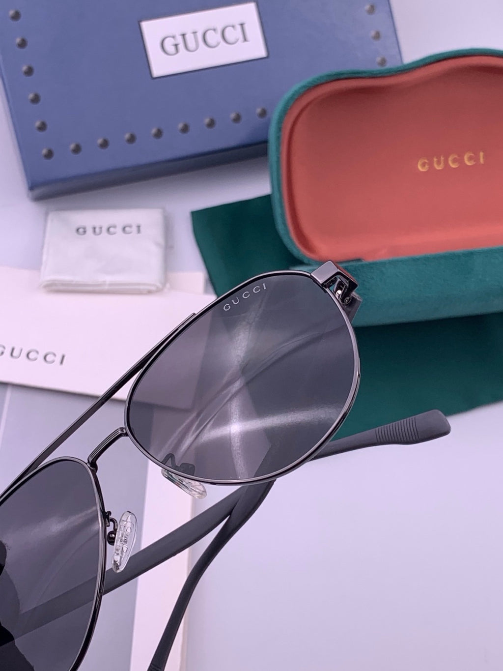 Gucci G8204 Polarized Aviator Black Lens Sunglasses for Men & Women - detail image 5