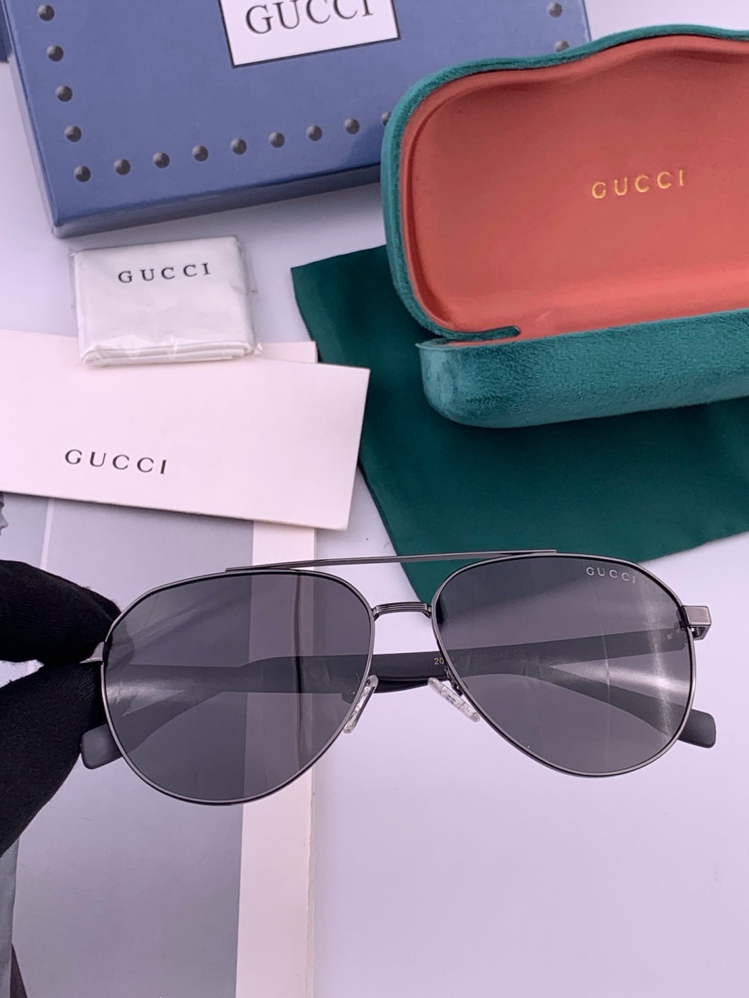 Gucci G8204 Polarized Aviator Black Lens Sunglasses for Men & Women