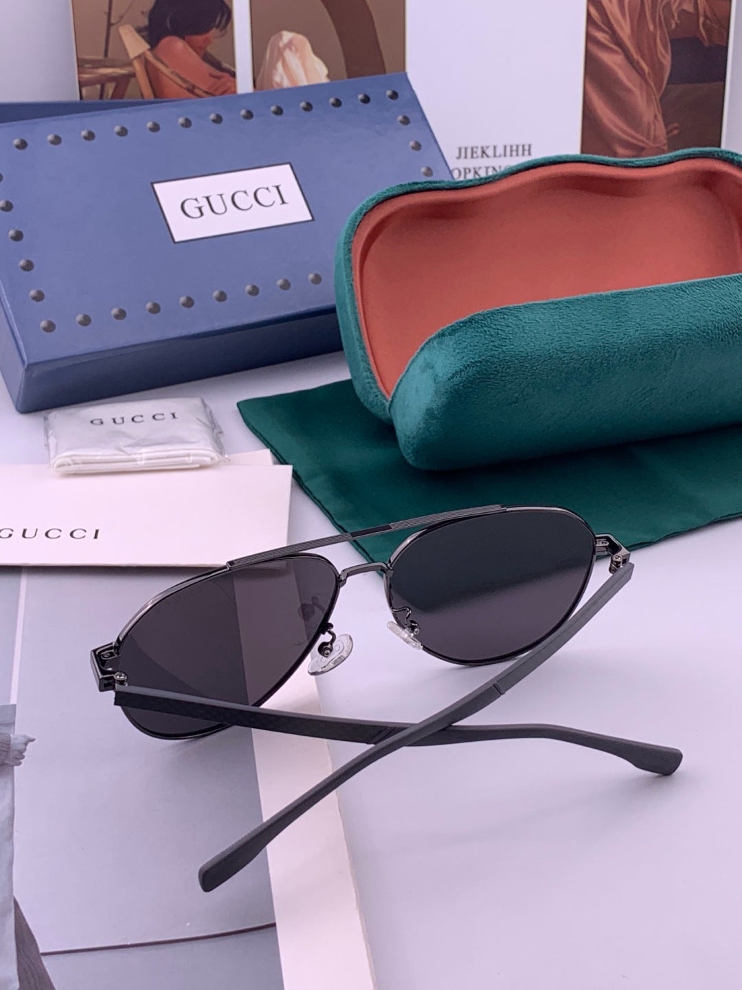 Gucci G8204 Polarized Aviator Black Lens Sunglasses for Men & Women - detail image 6