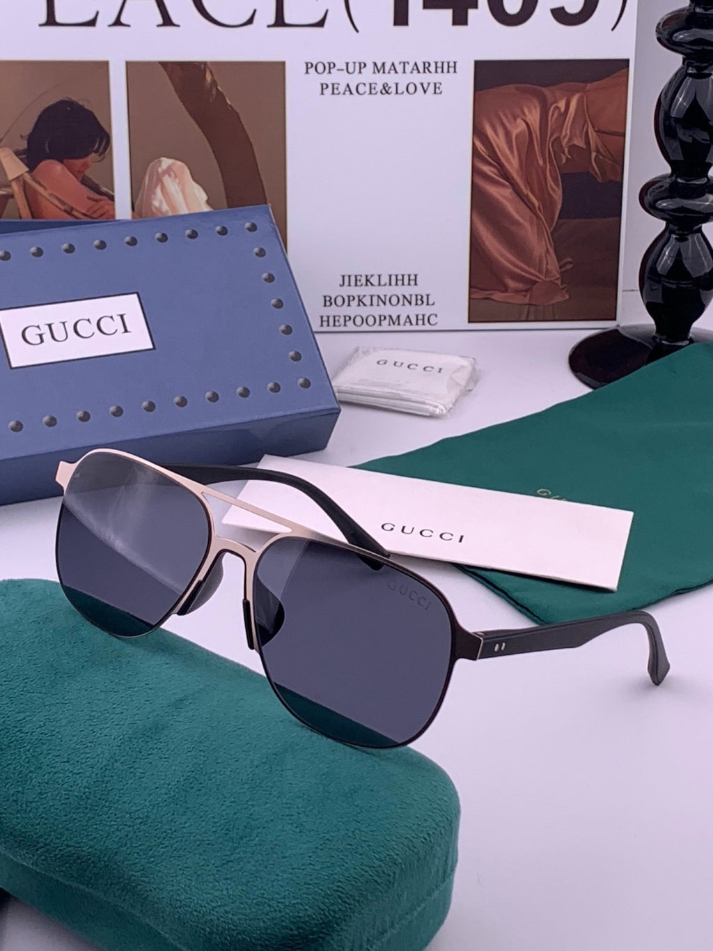 Gucci G2807 Polarized Aviator Black Lens Sunglasses for Men - 371624 - detail image 2