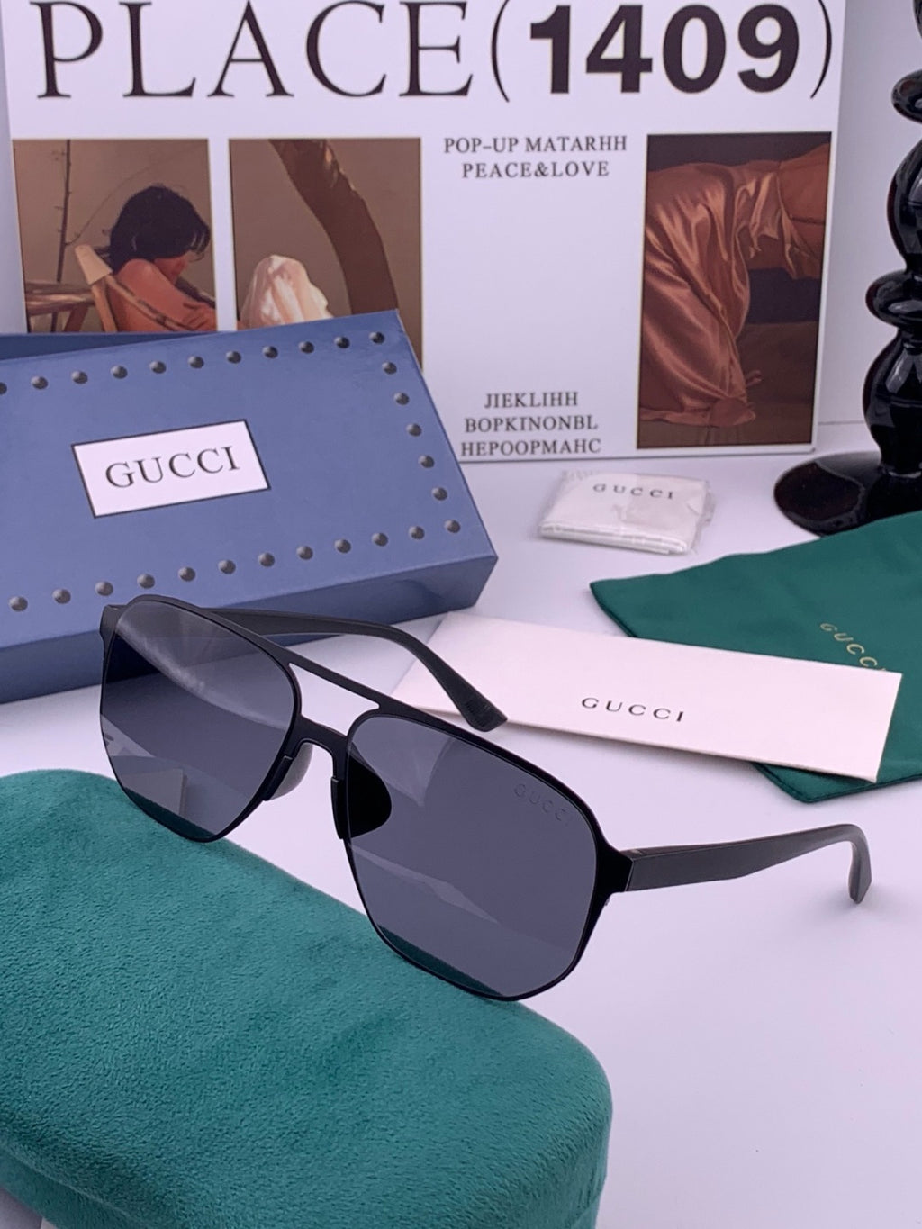 Gucci G1225 Polarized Aviator Gold Lens Sunglasses for Men - 371627 - detail image 2